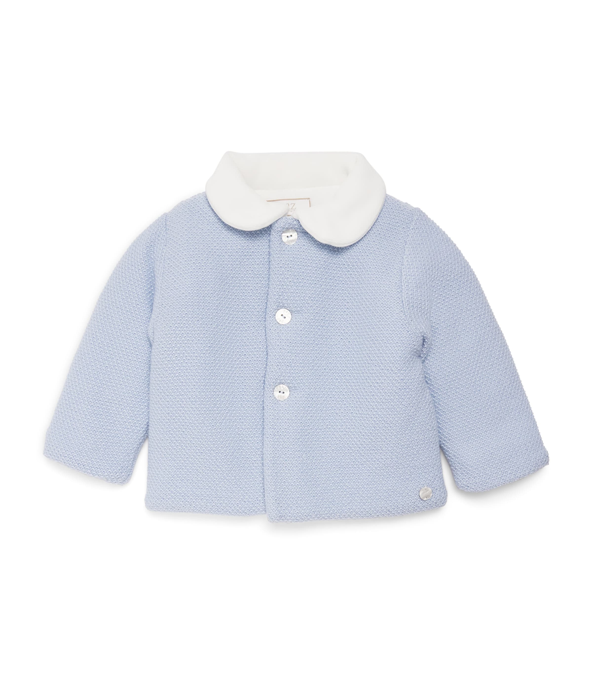 Paz Rodriguez Cotton Knit Cardigan (1-24 Months) Light Blue Image 1