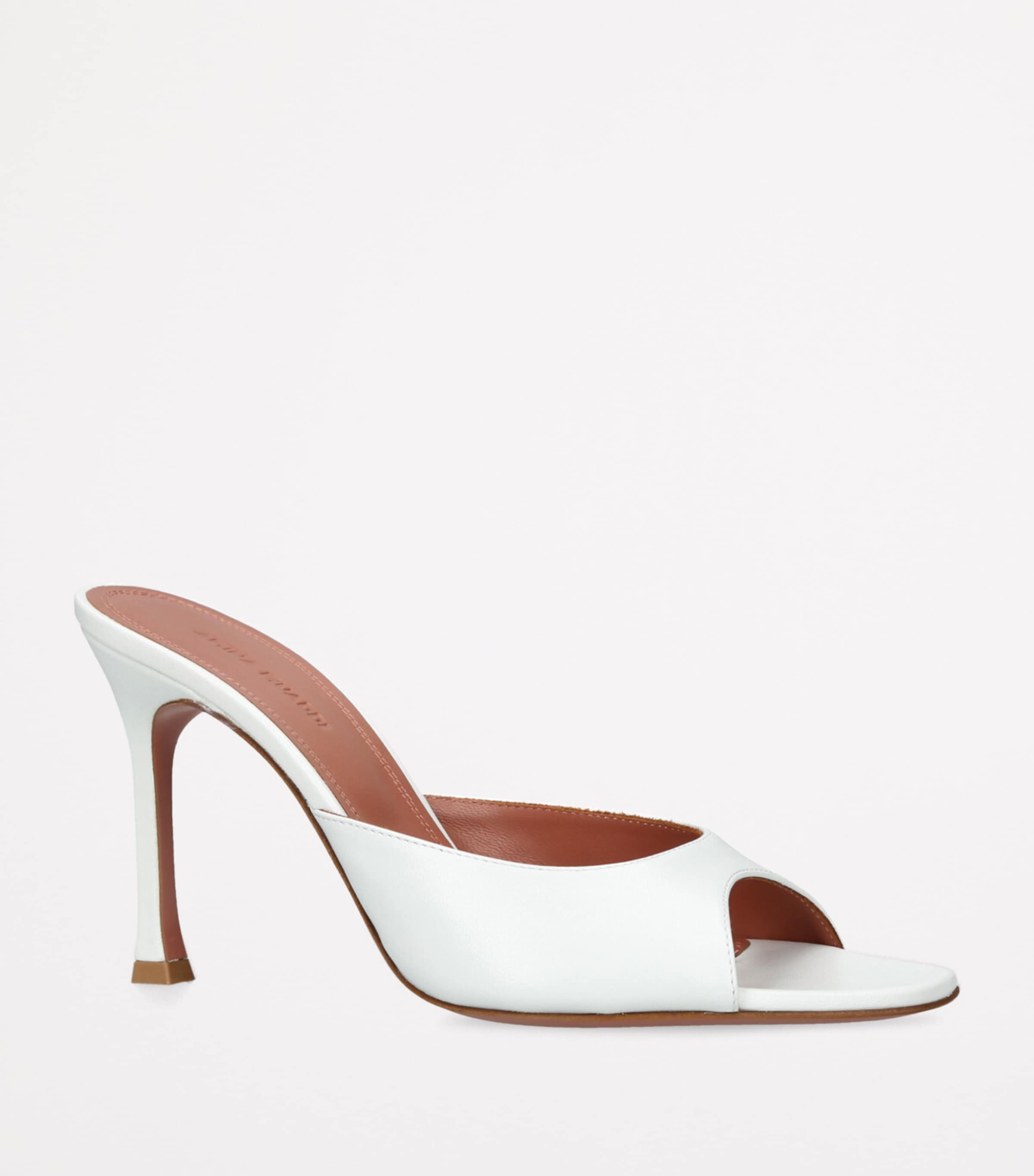 Leather Alexa Heeled Mules 95 WHITE Image 3