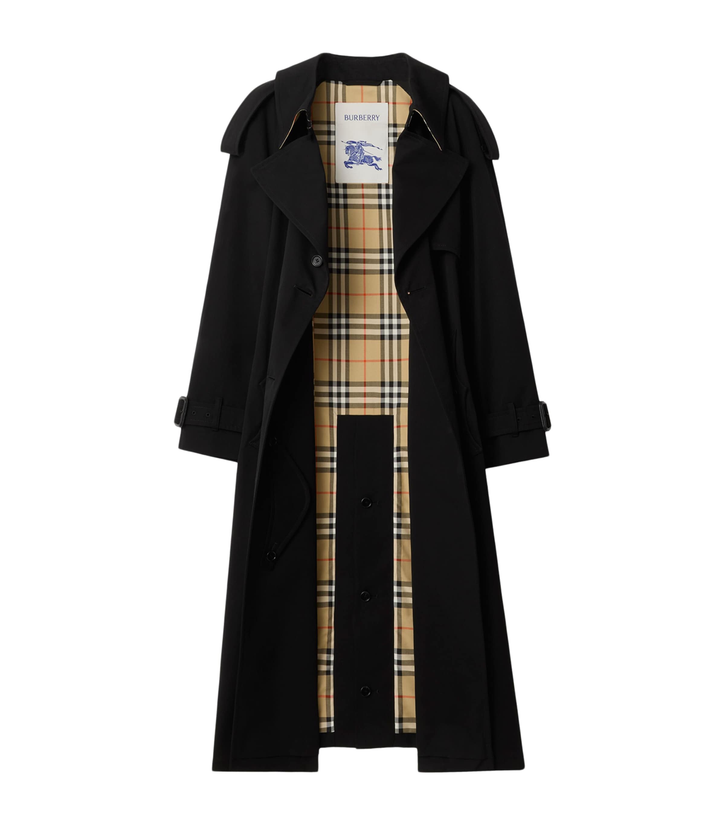 Gabardine Fitzrovia Long Trench Coat BLACK Image 6