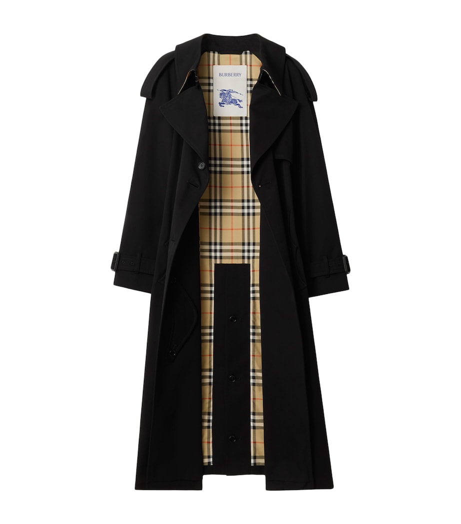 Gabardine Fitzrovia Long Trench Coat BLACK Image 6