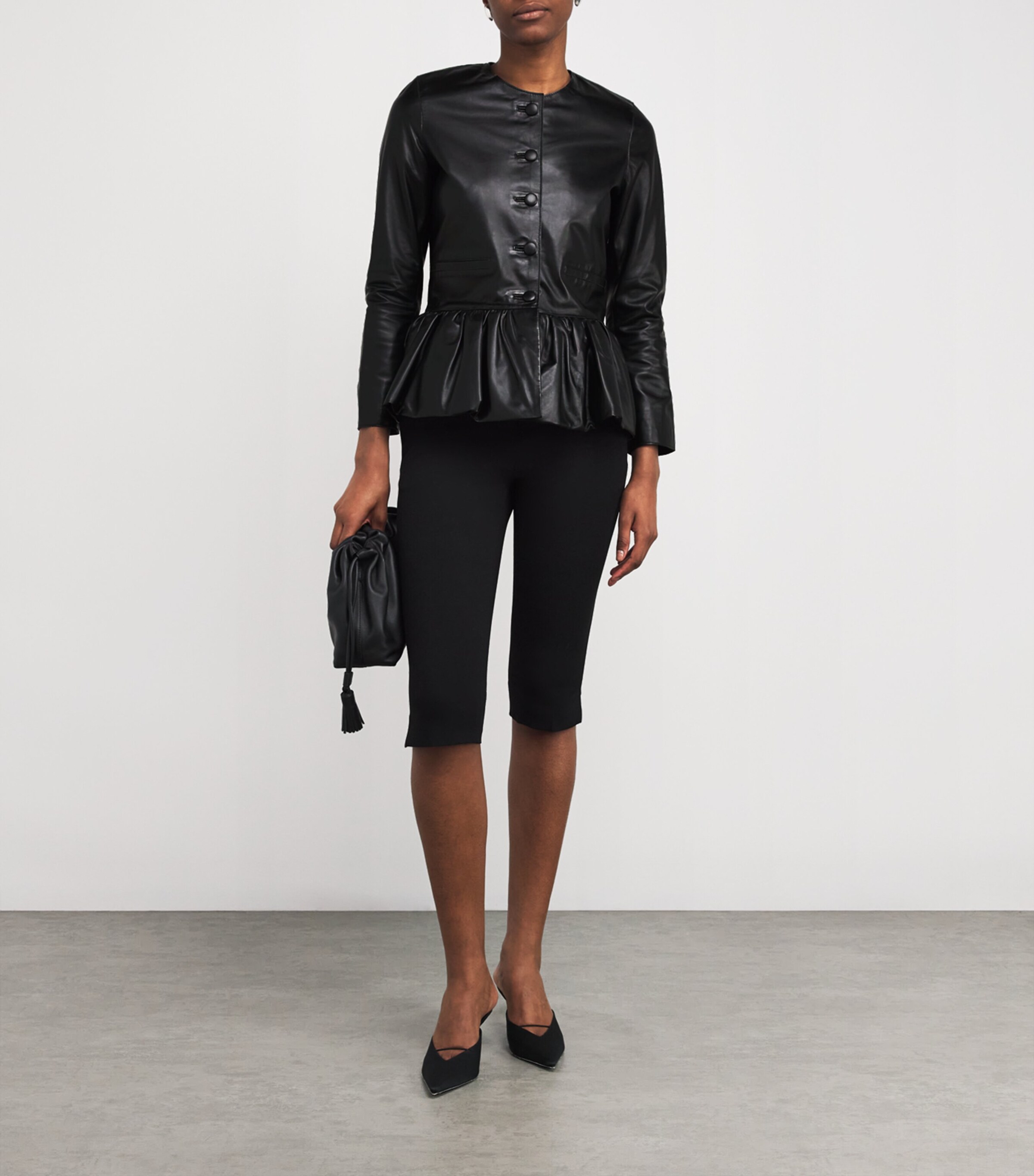 Peplum Leather Jacket BLACK Image 2