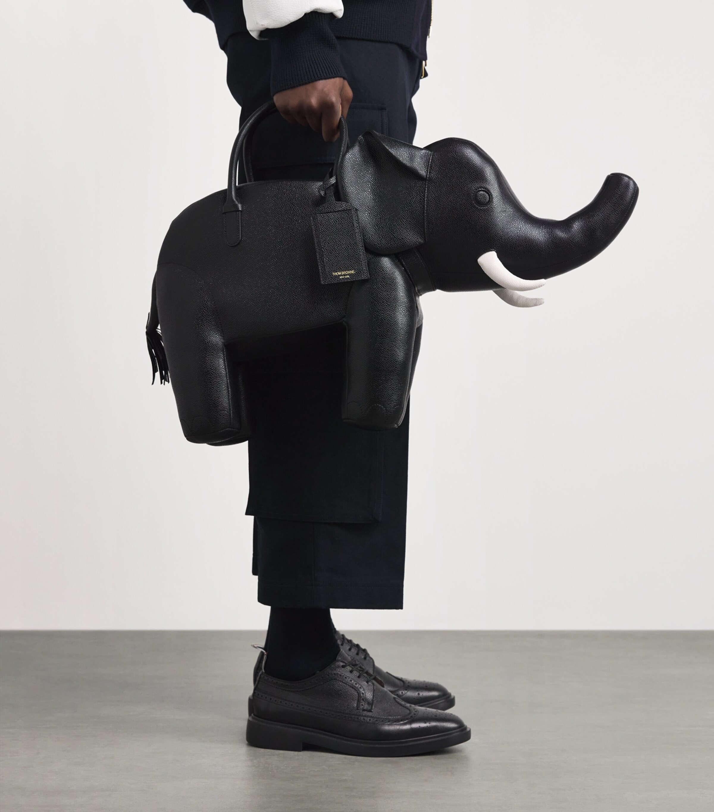 Thom Browne Leather Elephant Top-Handle Bag Black Image 2