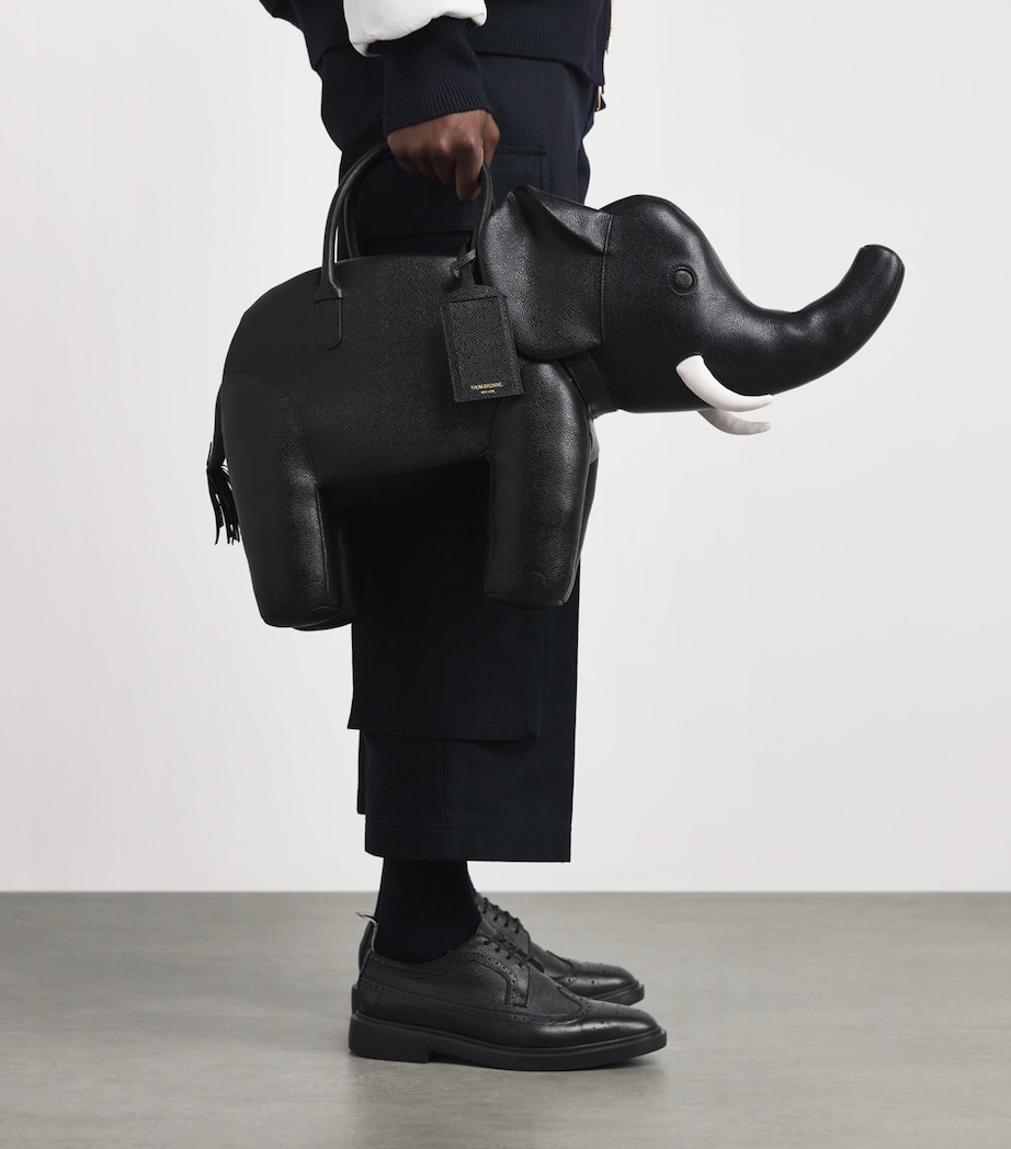 Leather Elephant Top-Handle Bag BLACK Image 2