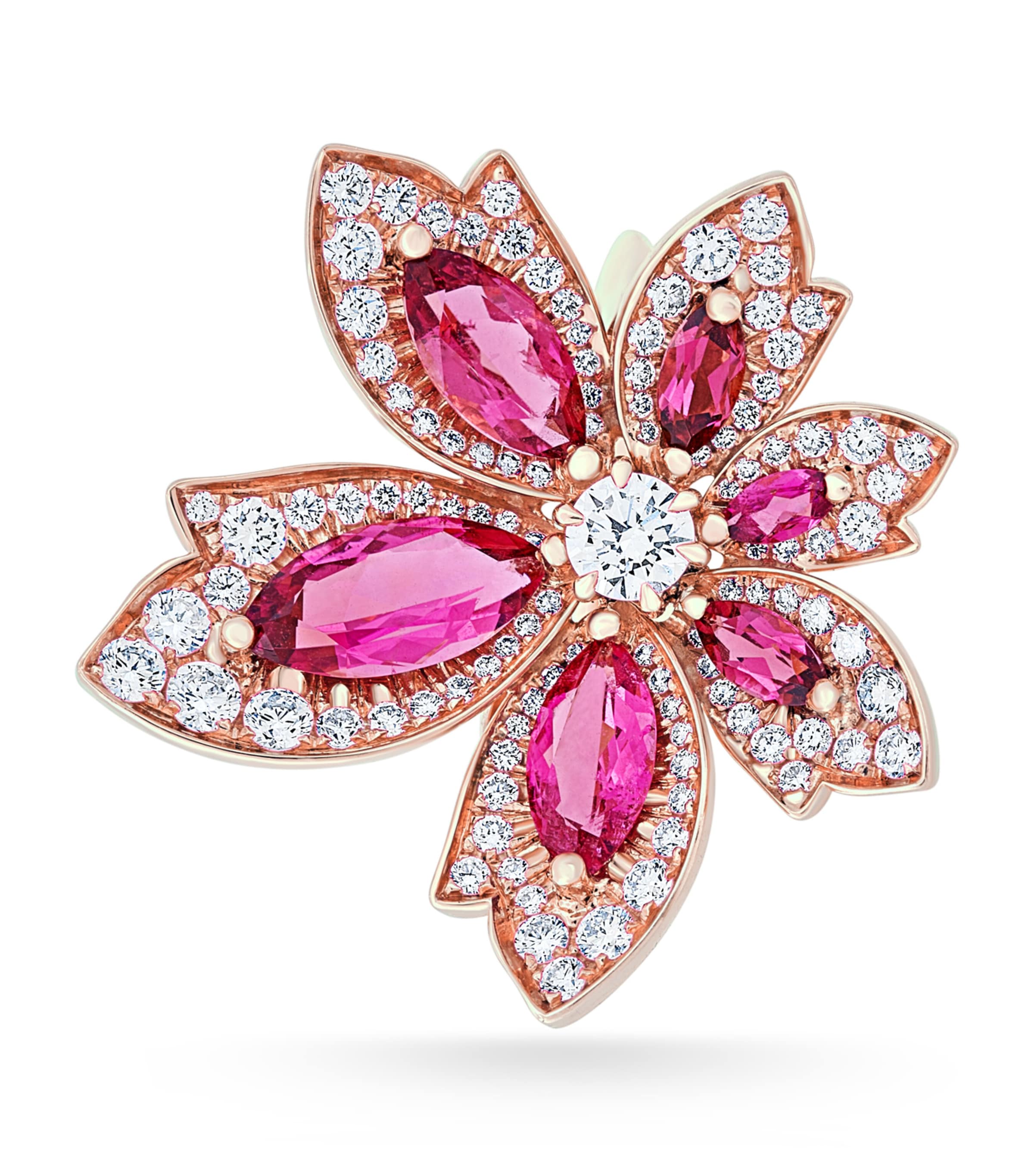 Rose Gold, Diamond and Rubellite Palm Ring Image 3