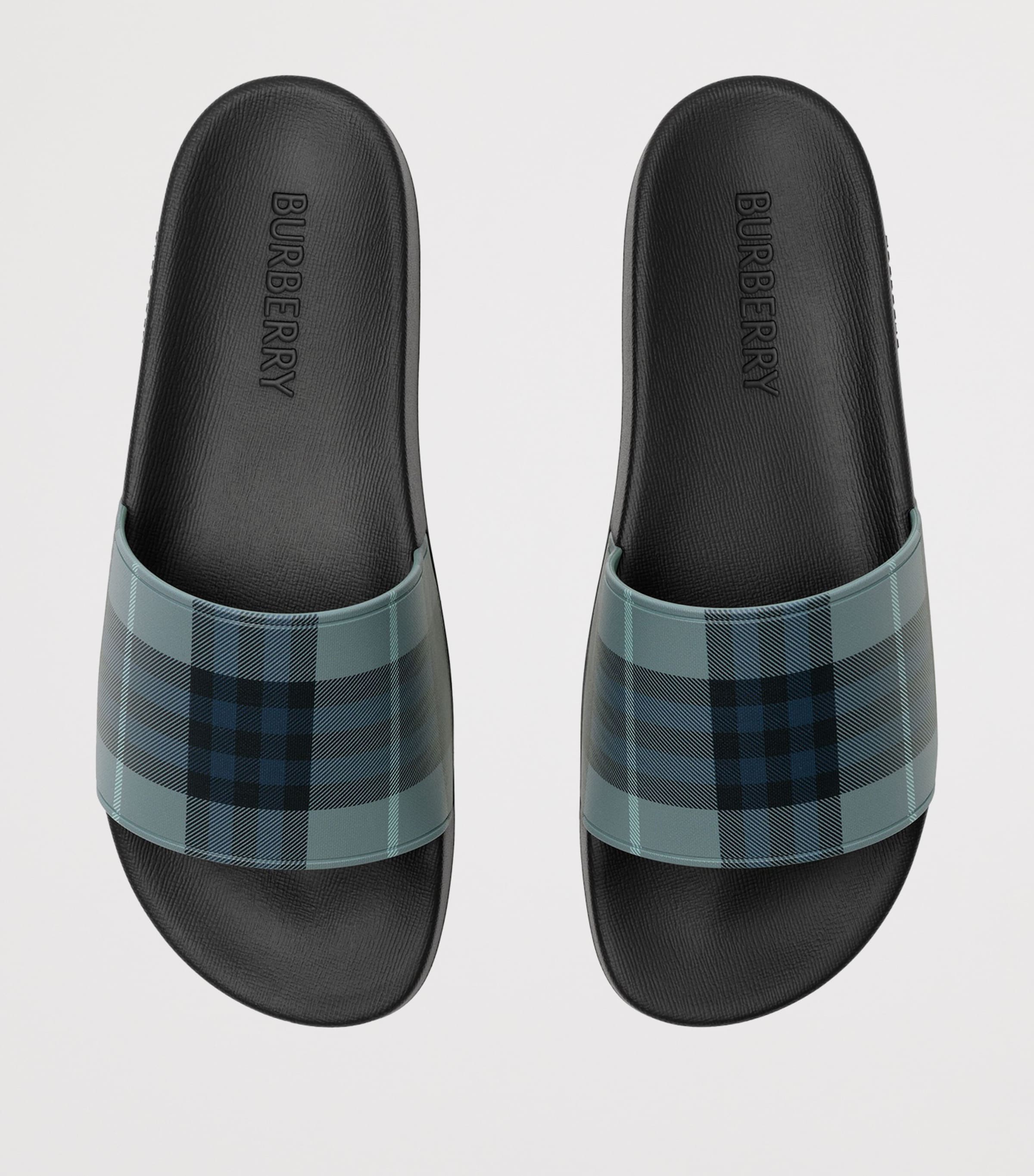 Burberry Check Slides Arctic Blue Ip Check Image 4