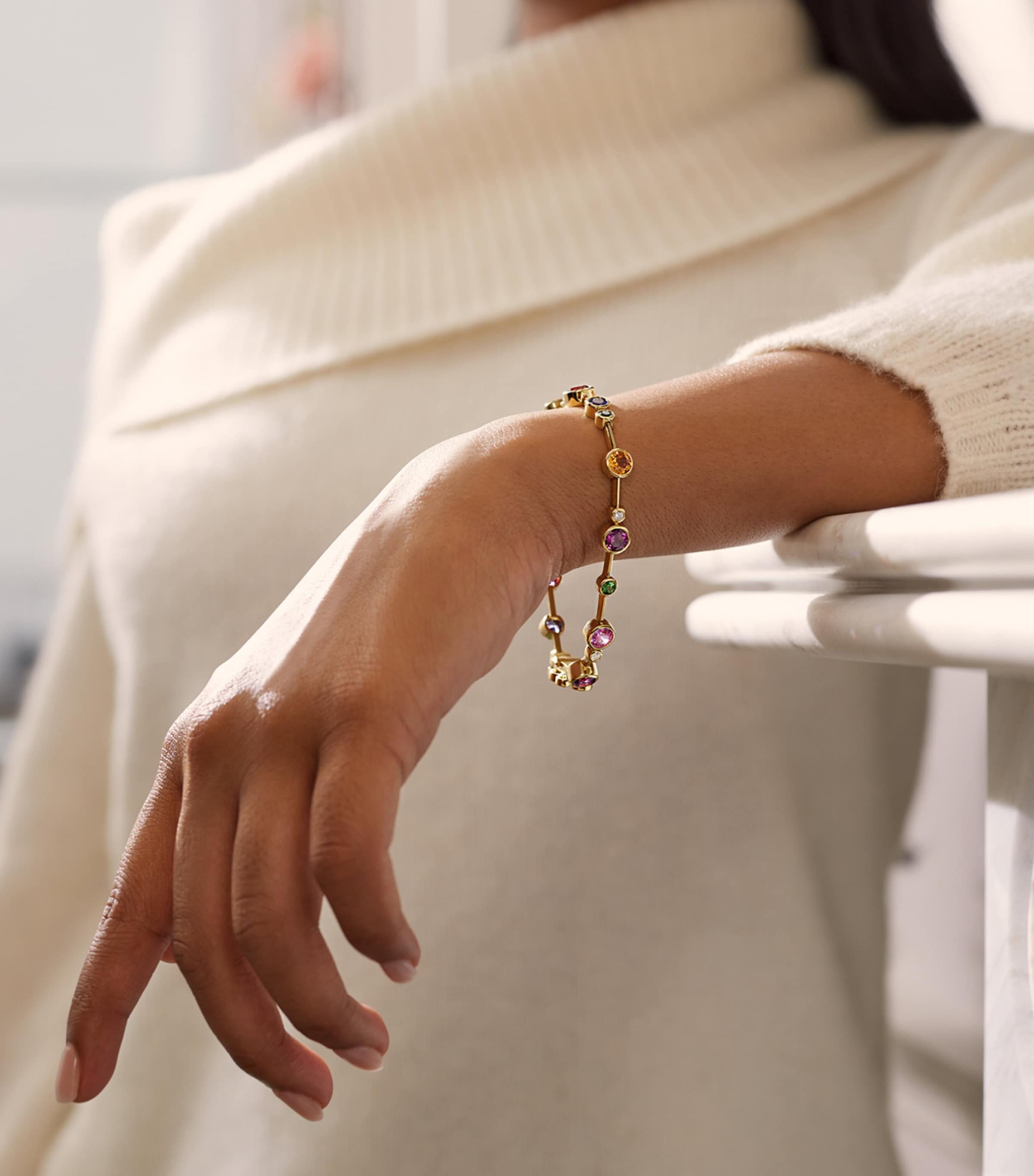 Boodles Yellow Gold, Diamond and Multicoloured Gemstone Raindance Bracelet Carat Yellow Gold Image 4