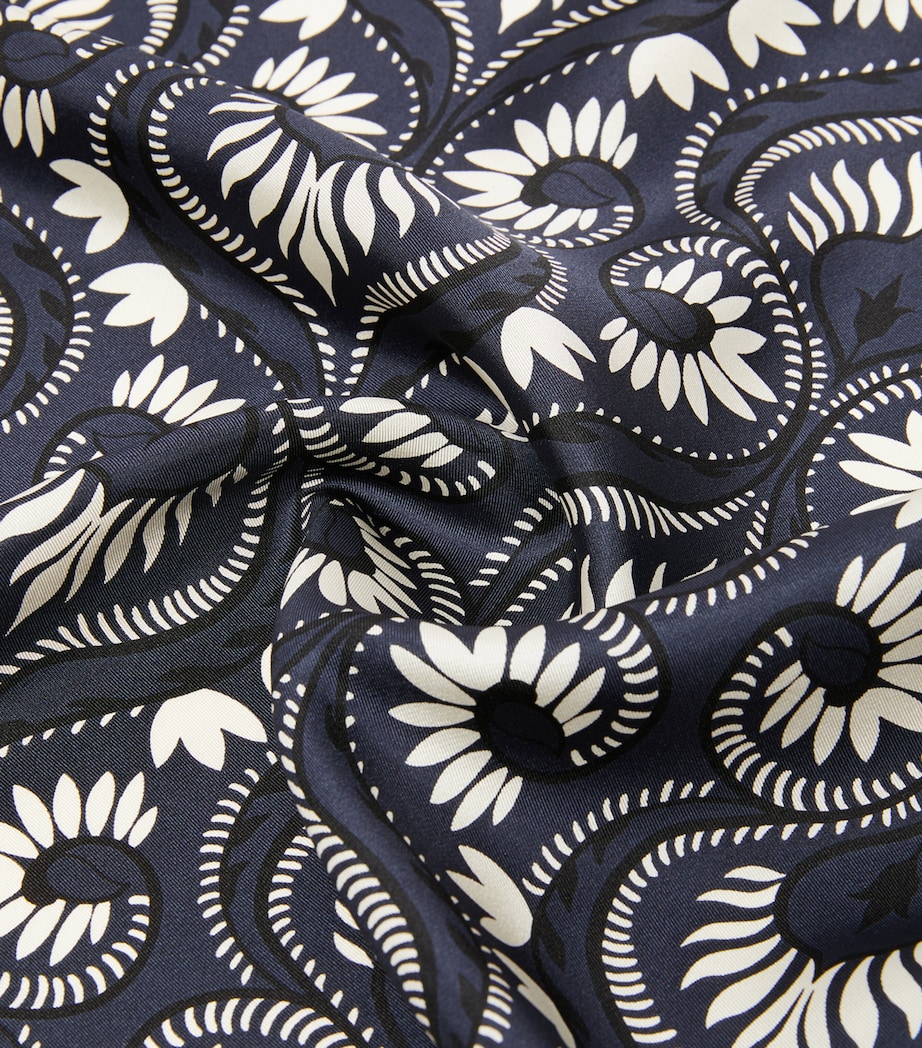 Silk Print Square Scarf NAVY Image 3