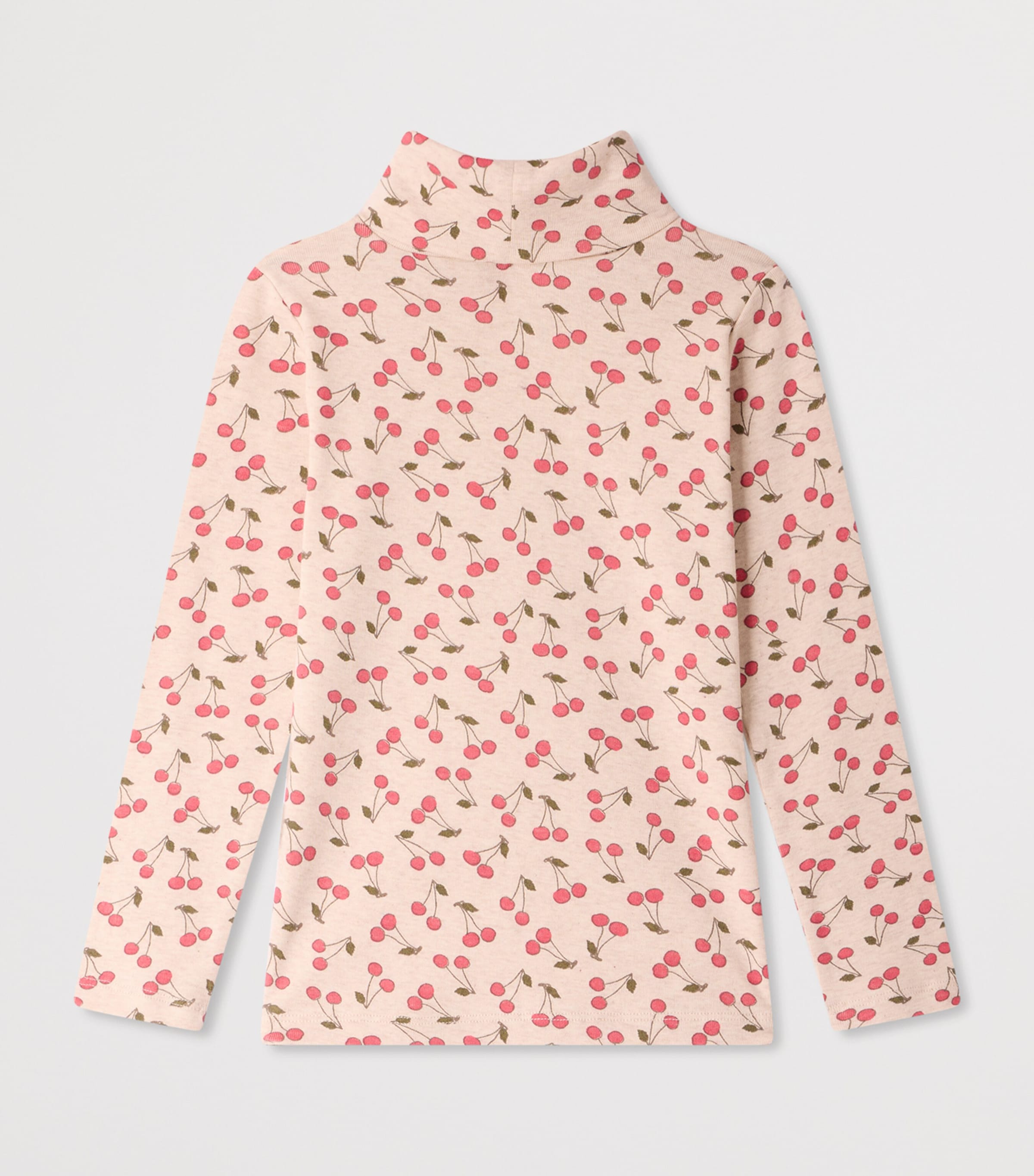Bonpoint Cotton Cherry Print Rollneck Jumper (4-8 Years) Im Beige Image 2