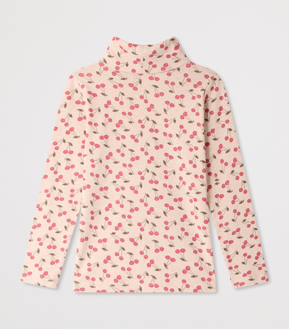 Bonpoint Cotton Cherry Print Rollneck Jumper (4-8 Years) Im Beige Image 2