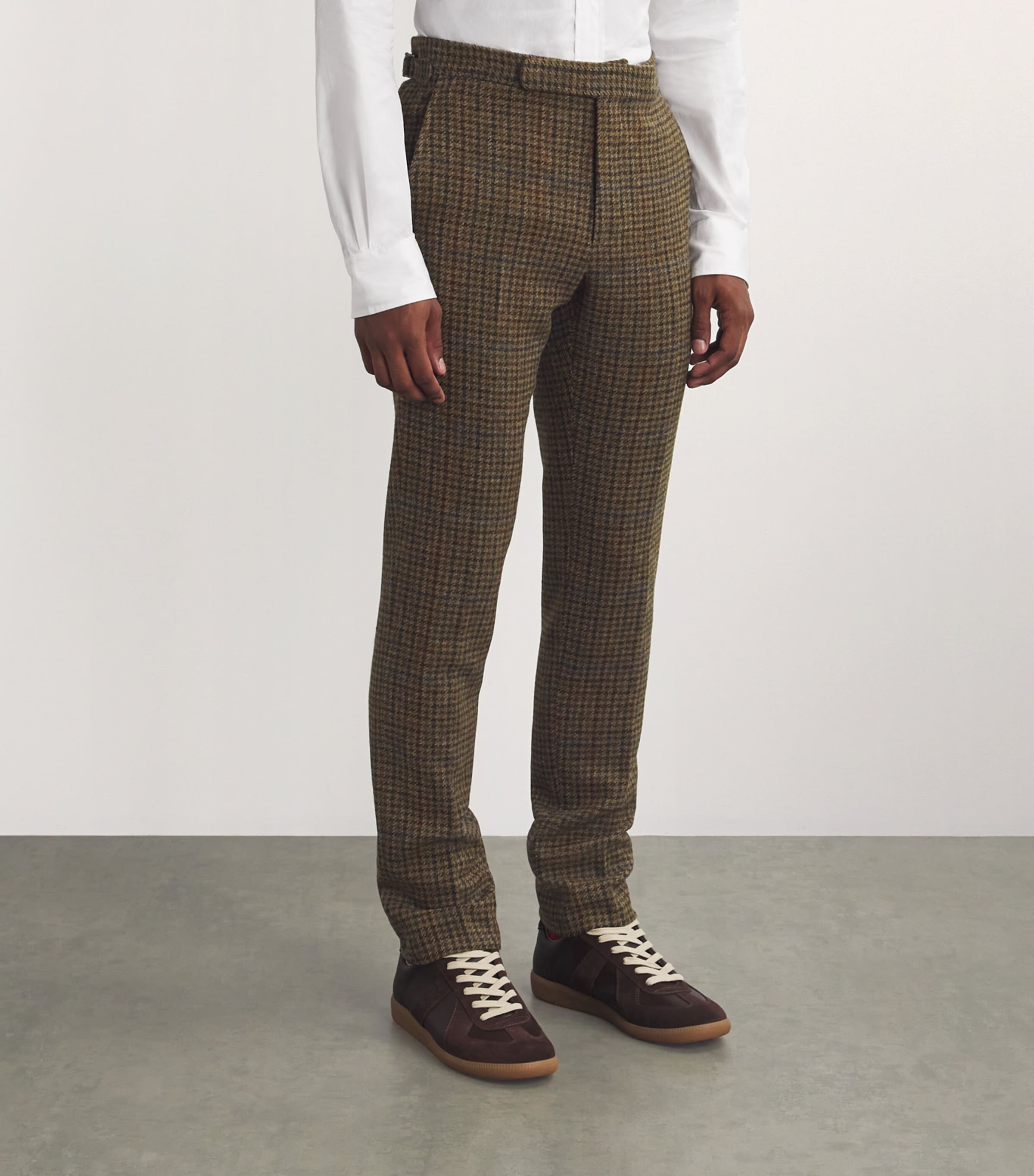 Wool Check Trousers DARK GREEN Image 3