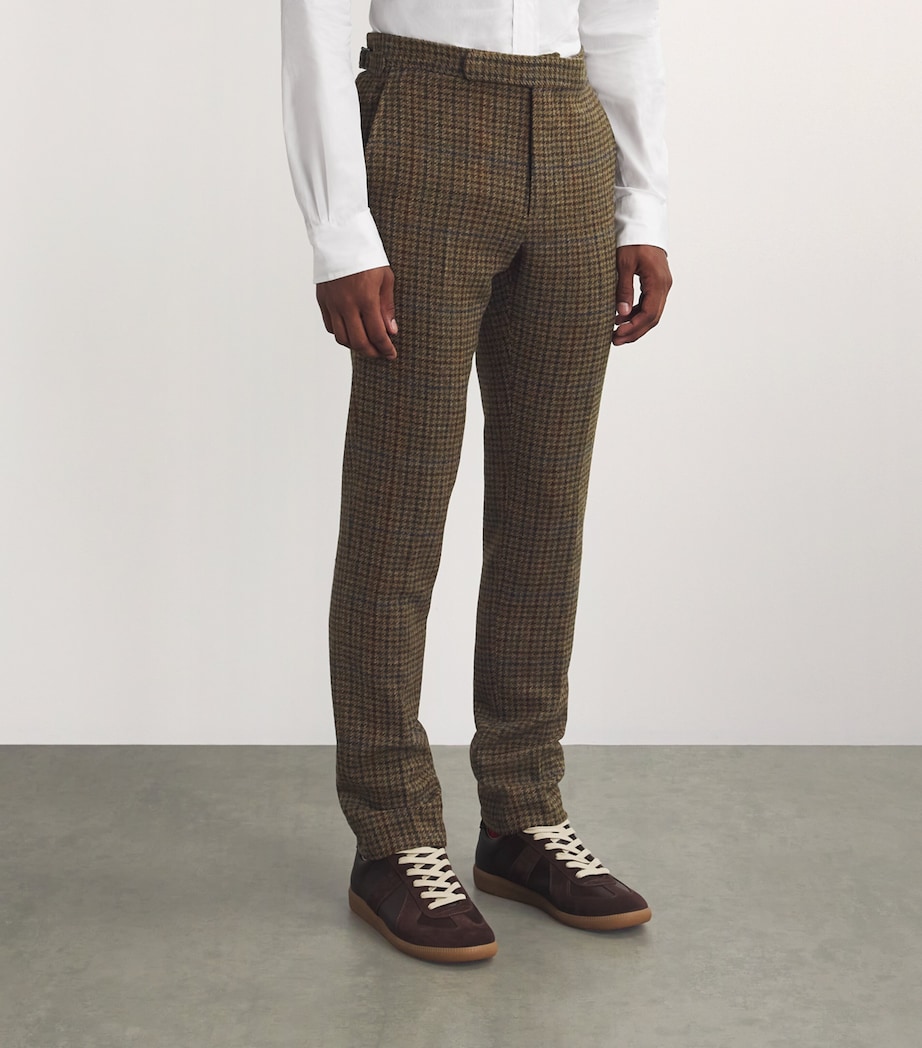 Wool Check Trousers DARK GREEN Image 3