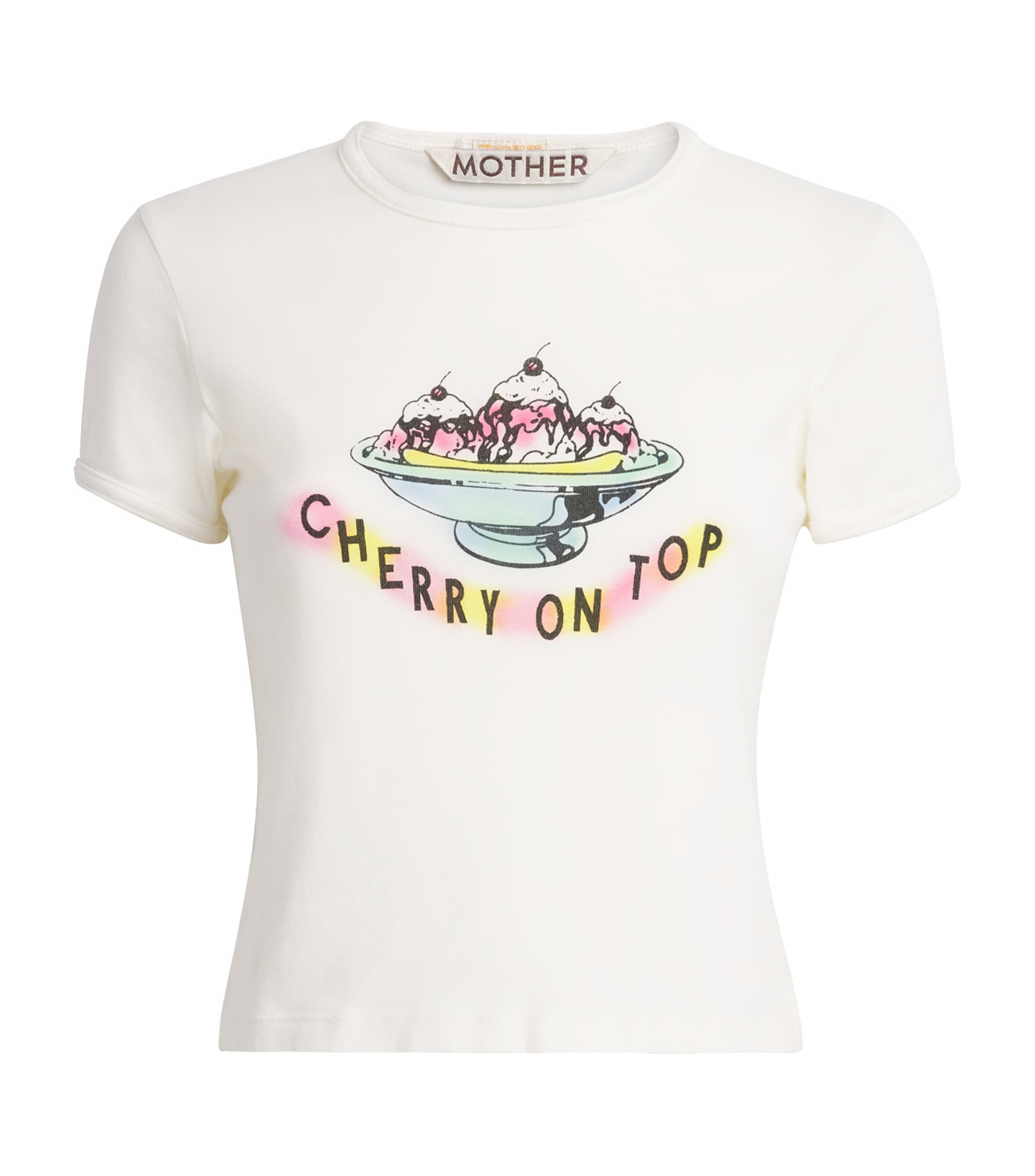 MOTHER Womens Printed The Itty Bitty Ringer T-Shirt Top Cherry On T Image 1