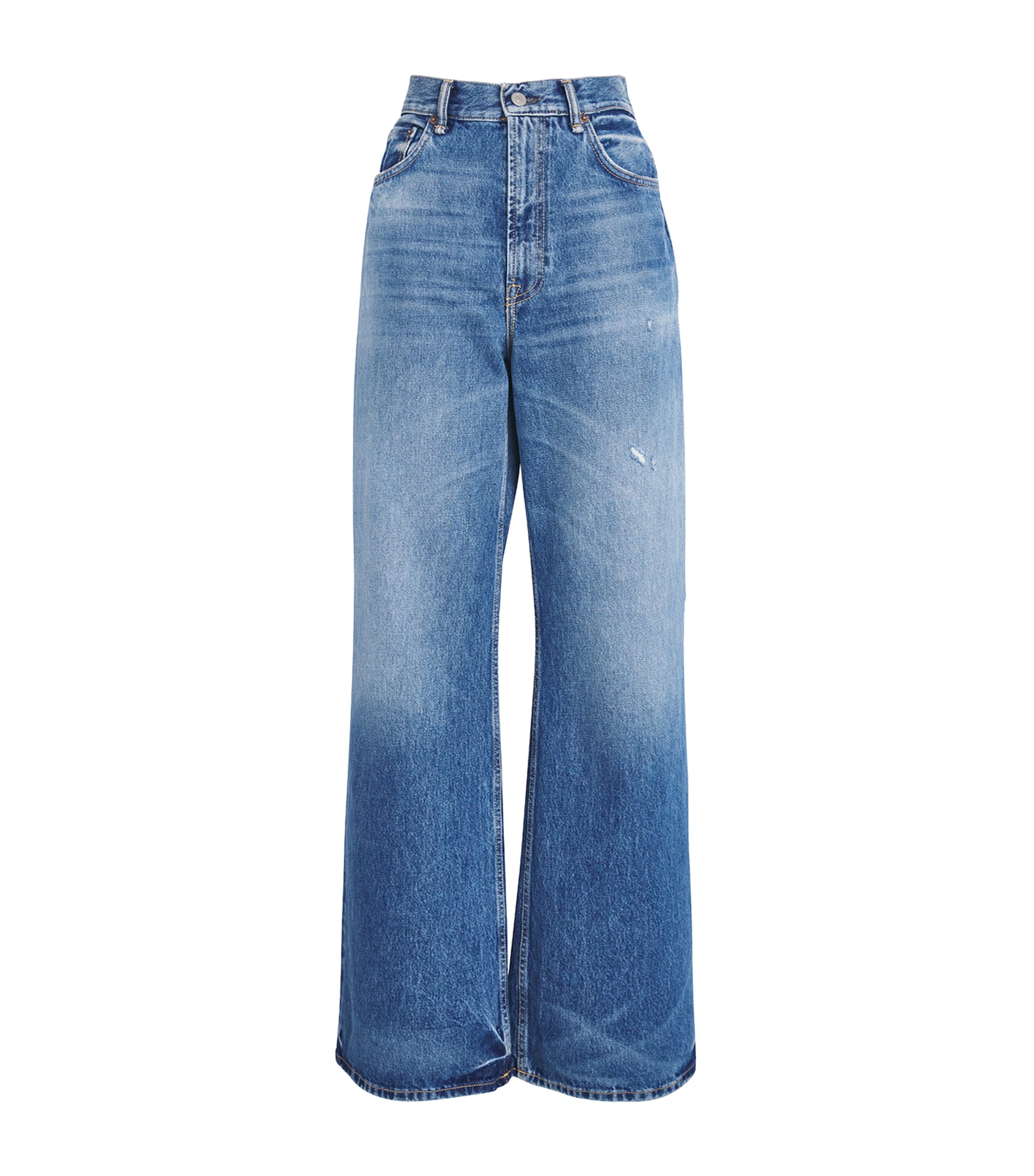 Acne Studios Womens 2022 Wide-Leg Jeans Mid Blue Image 1