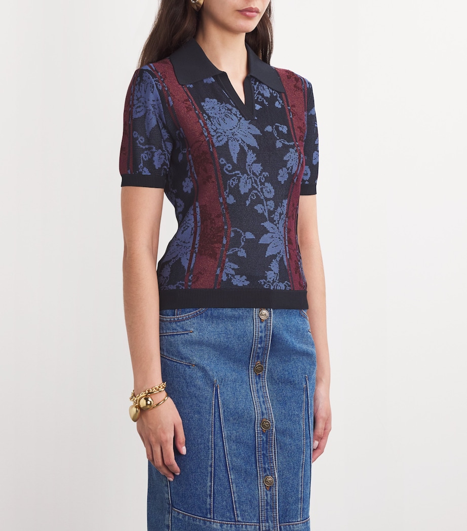 Etro Womens Jacquard Polo Shirt Image 3