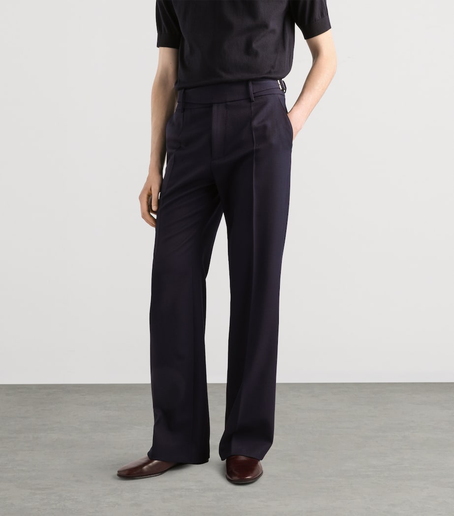 Dolce&Gabbana Mens Virgin Wool Pleated Trousers Dark Blue Image 4