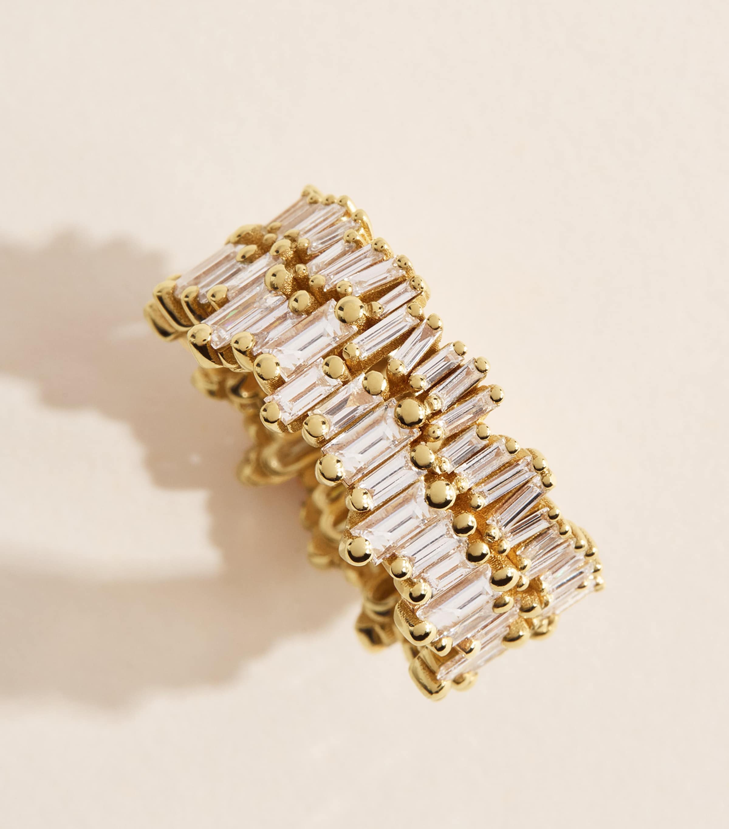 Suzanne Kalan Yellow Gold and Diamond Short Stack Ring (6.5) Yg/wd Image 3