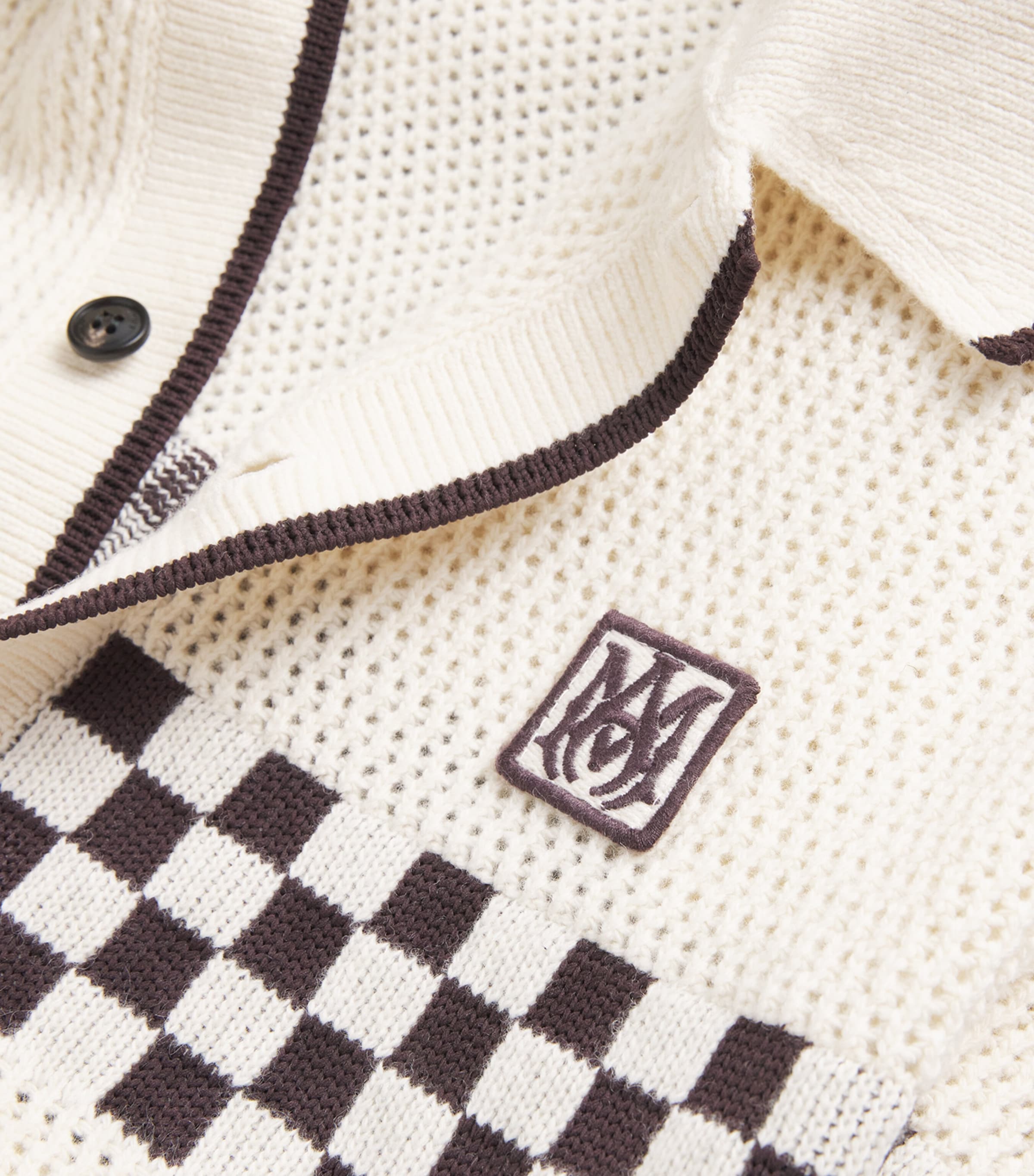 Wool-Blend Mesh Check Shirt ALABASTER Image 5