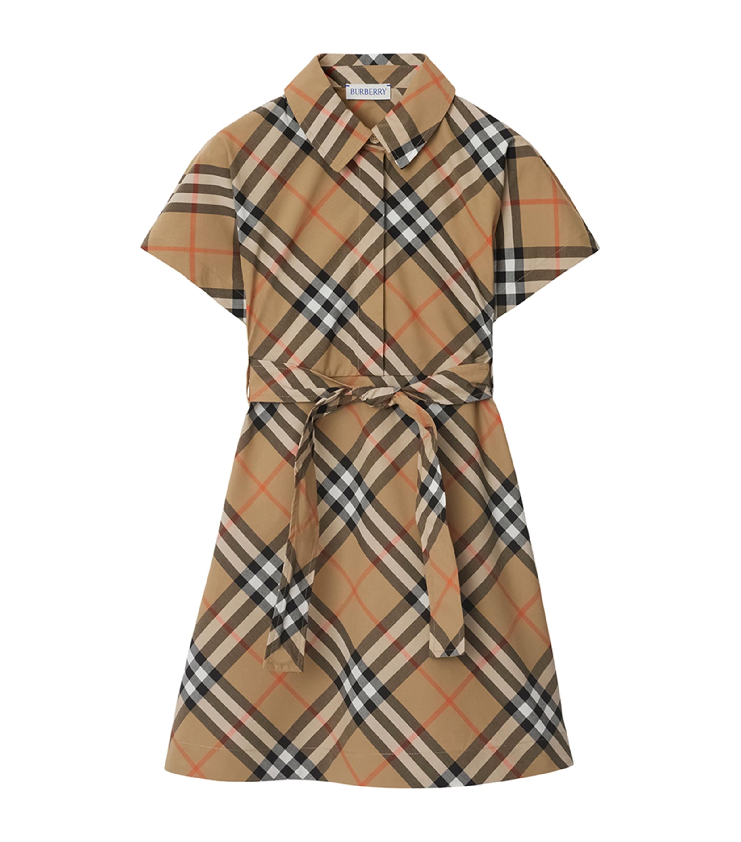 Cotton Check Shirt Dress (3-12 Years) SAND IP CHECK Image 1