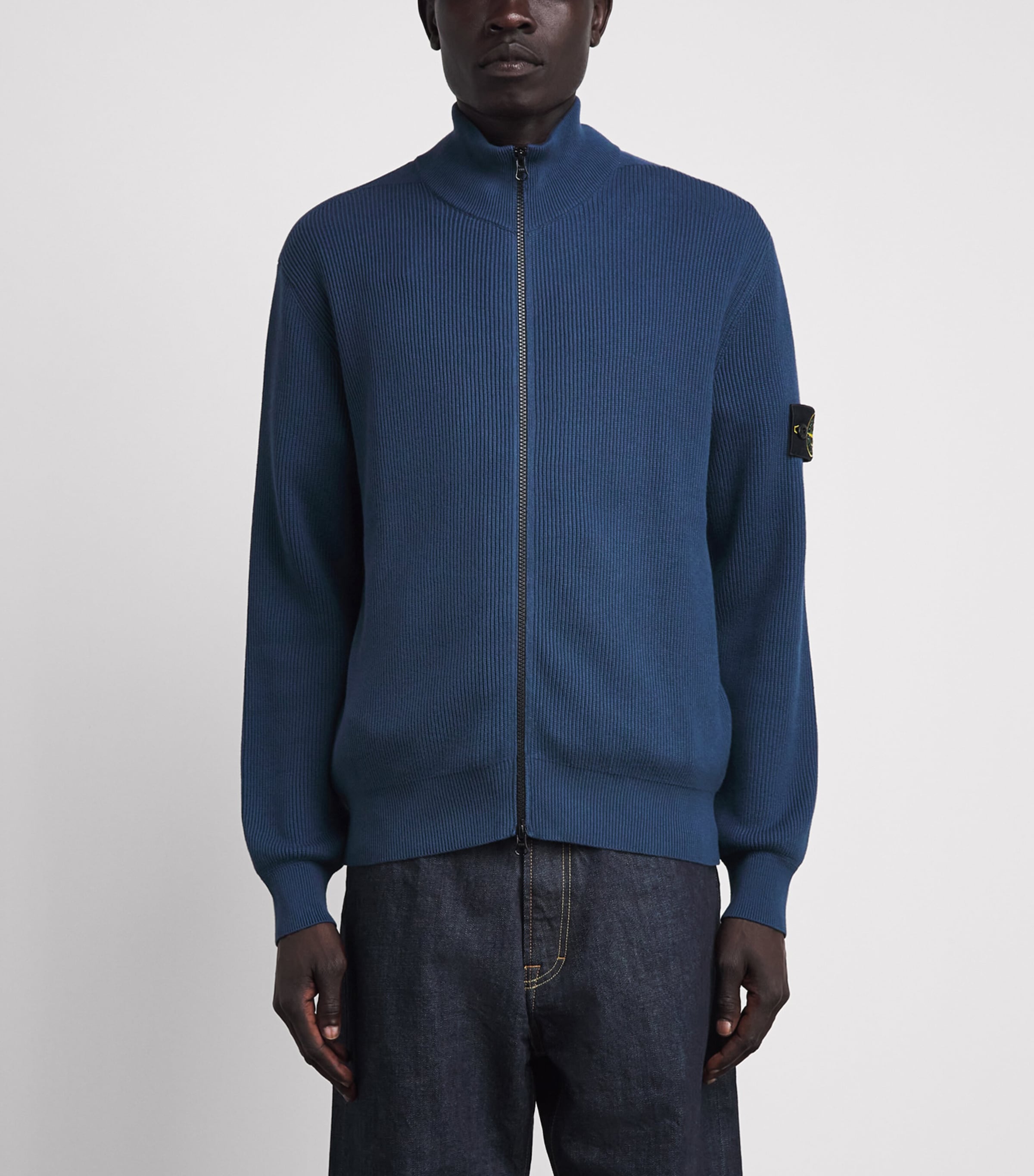 Stone Island Mens Cotton Zip-Up Cardigan Image 4