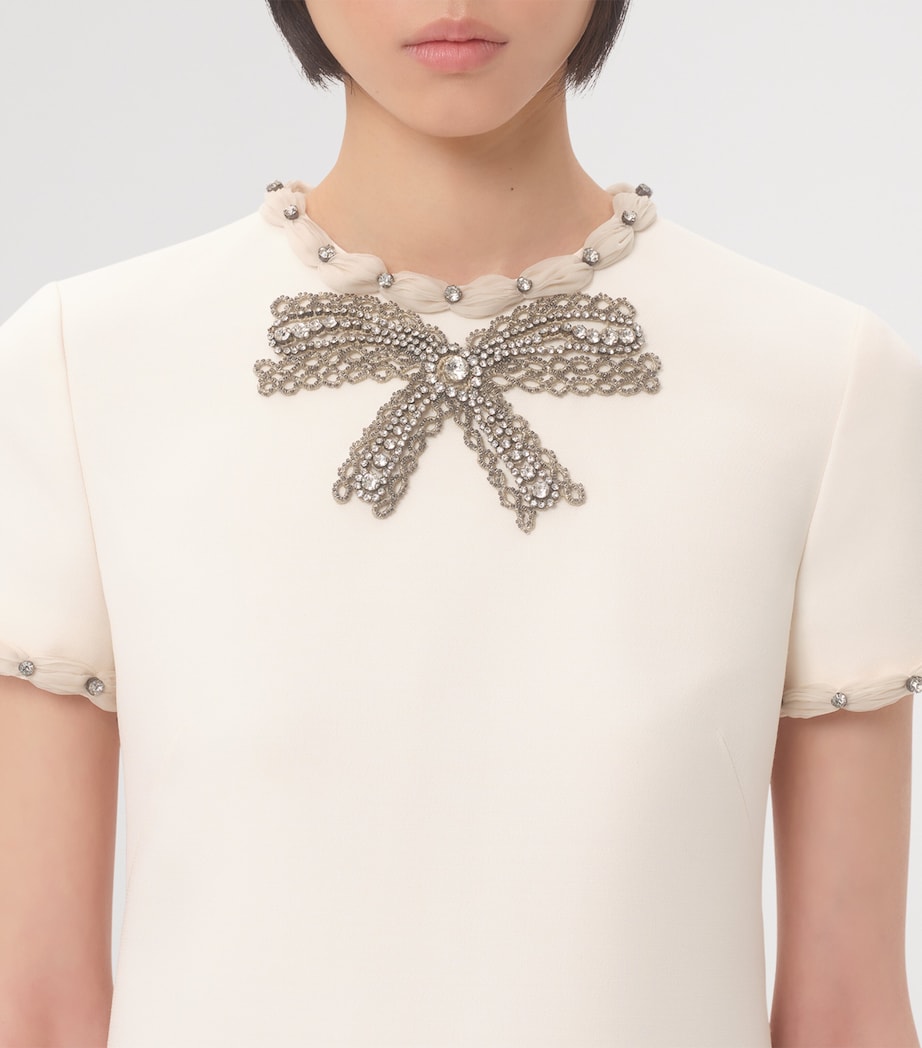 Valentino Womens Wool-Silk Bow-Embellished Mini Dress Image 2
