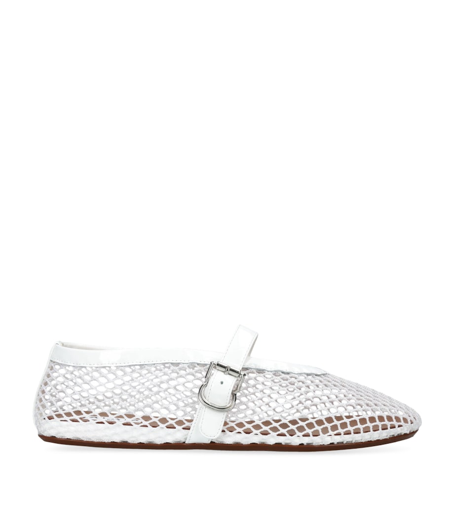 Leather Mesh Ballet Flats WHITE Image 1