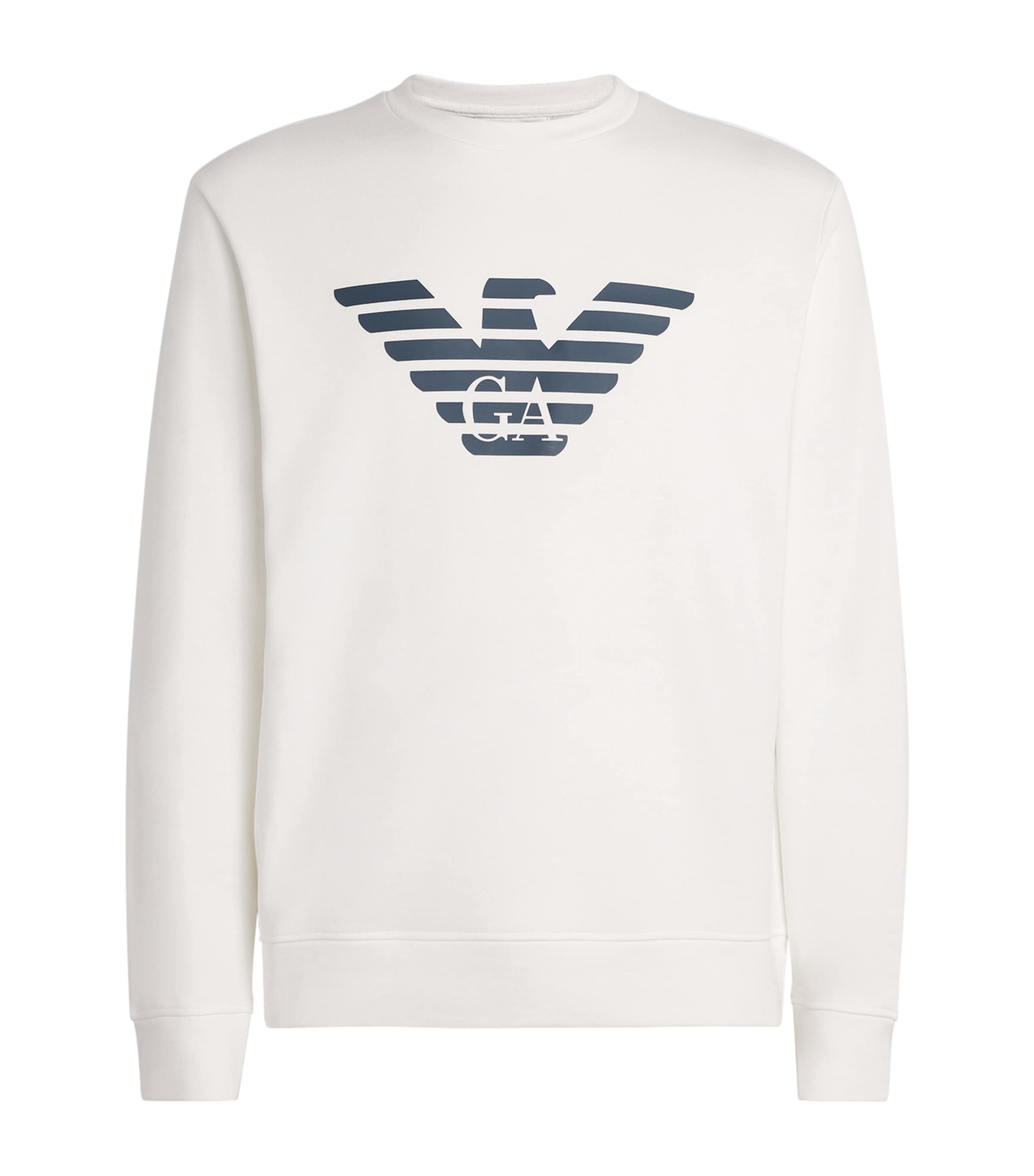 Emporio Armani Logo Print Long-sleeved Sweatshirt In White
