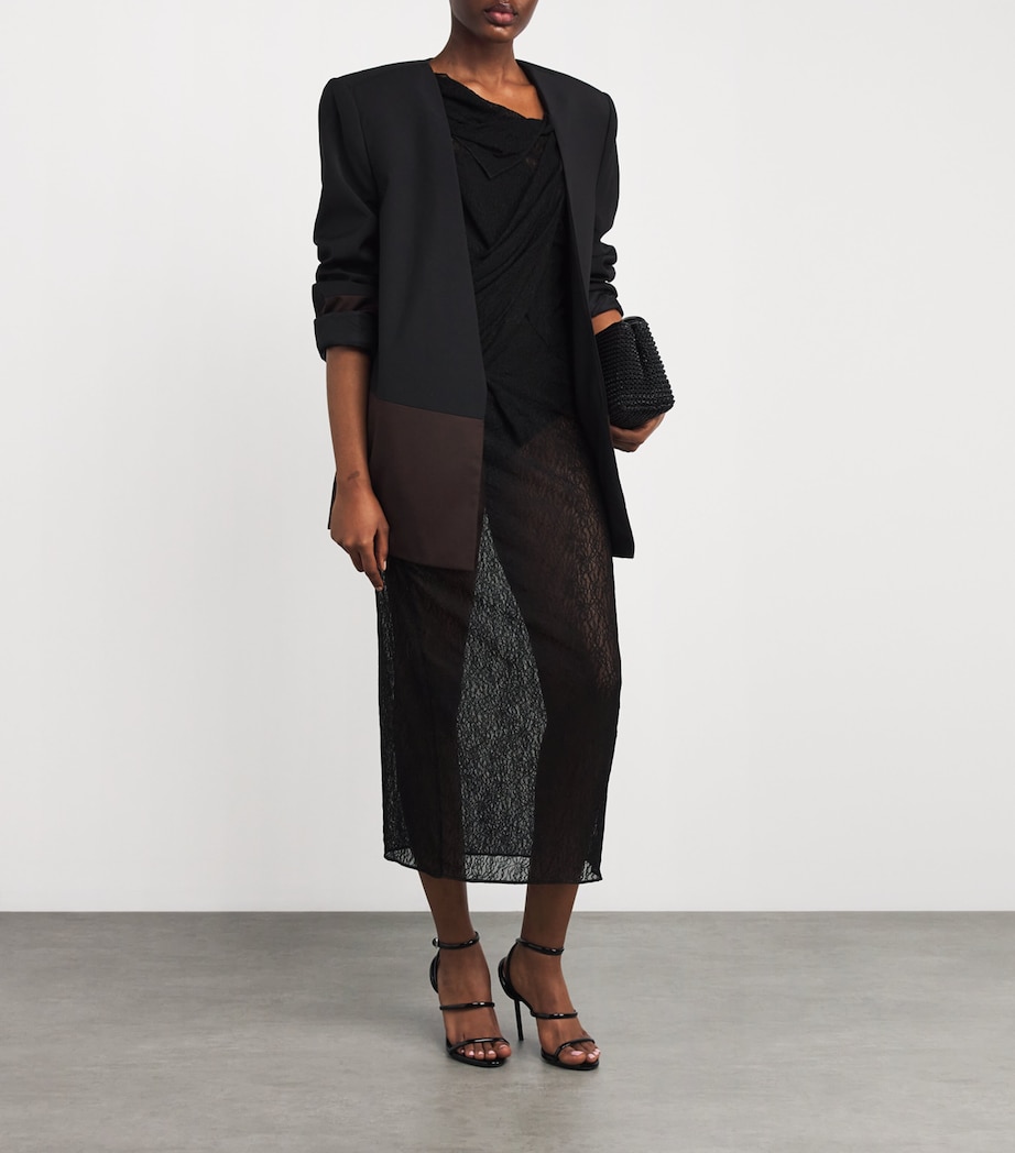 Lace Aperture Midi Dress DBLK BLACK Image 2