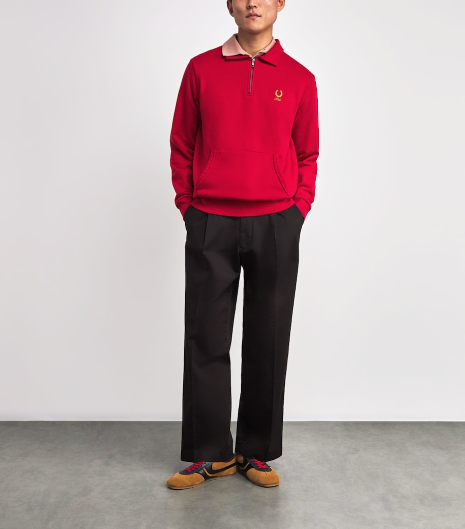 Polo Ralph Lauren Mens Cotton Polo Quarter-Zip Sweater Red Image 2