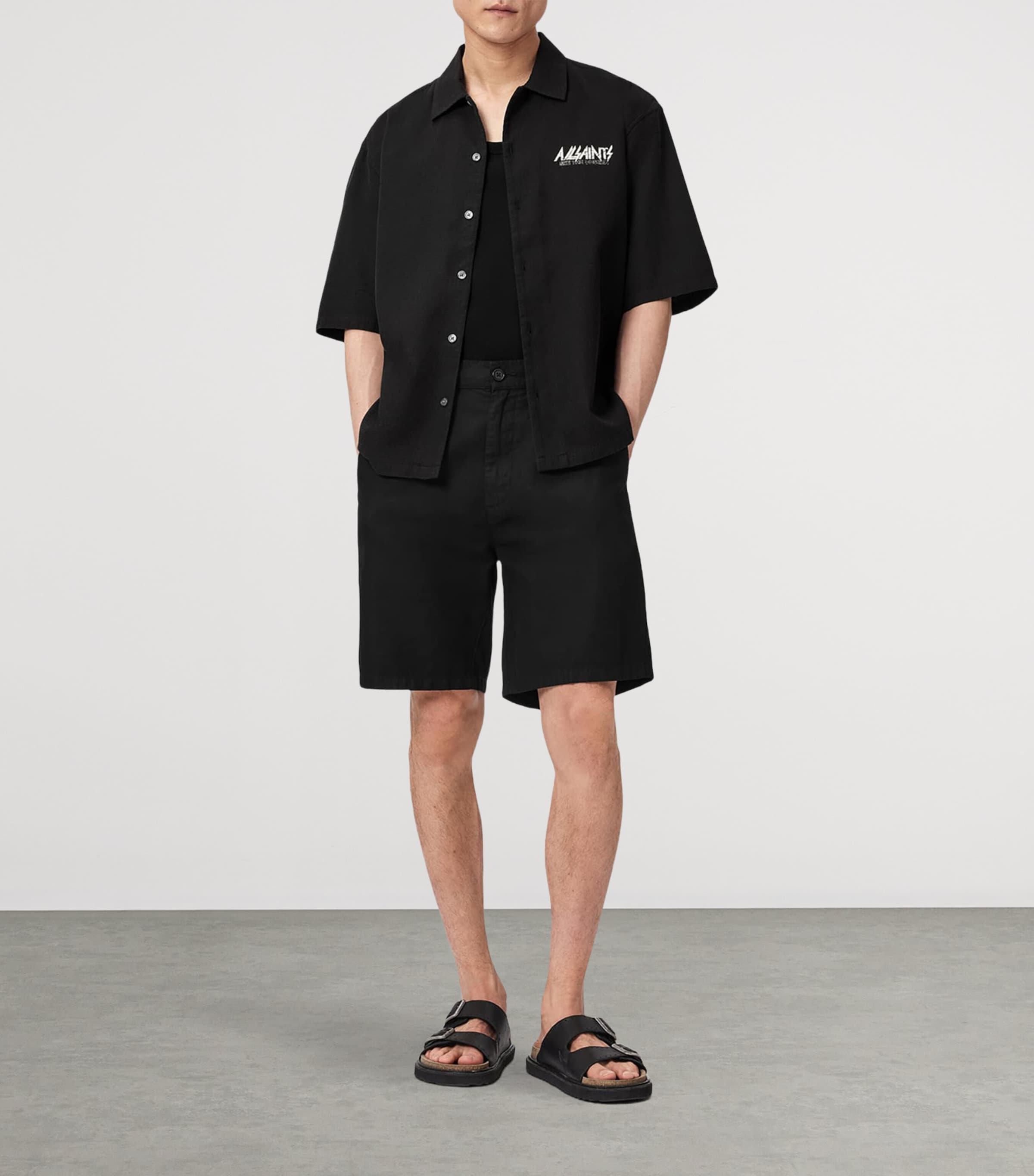 AllSaints Mens Synth Logo Shirt Orca Black Image 5