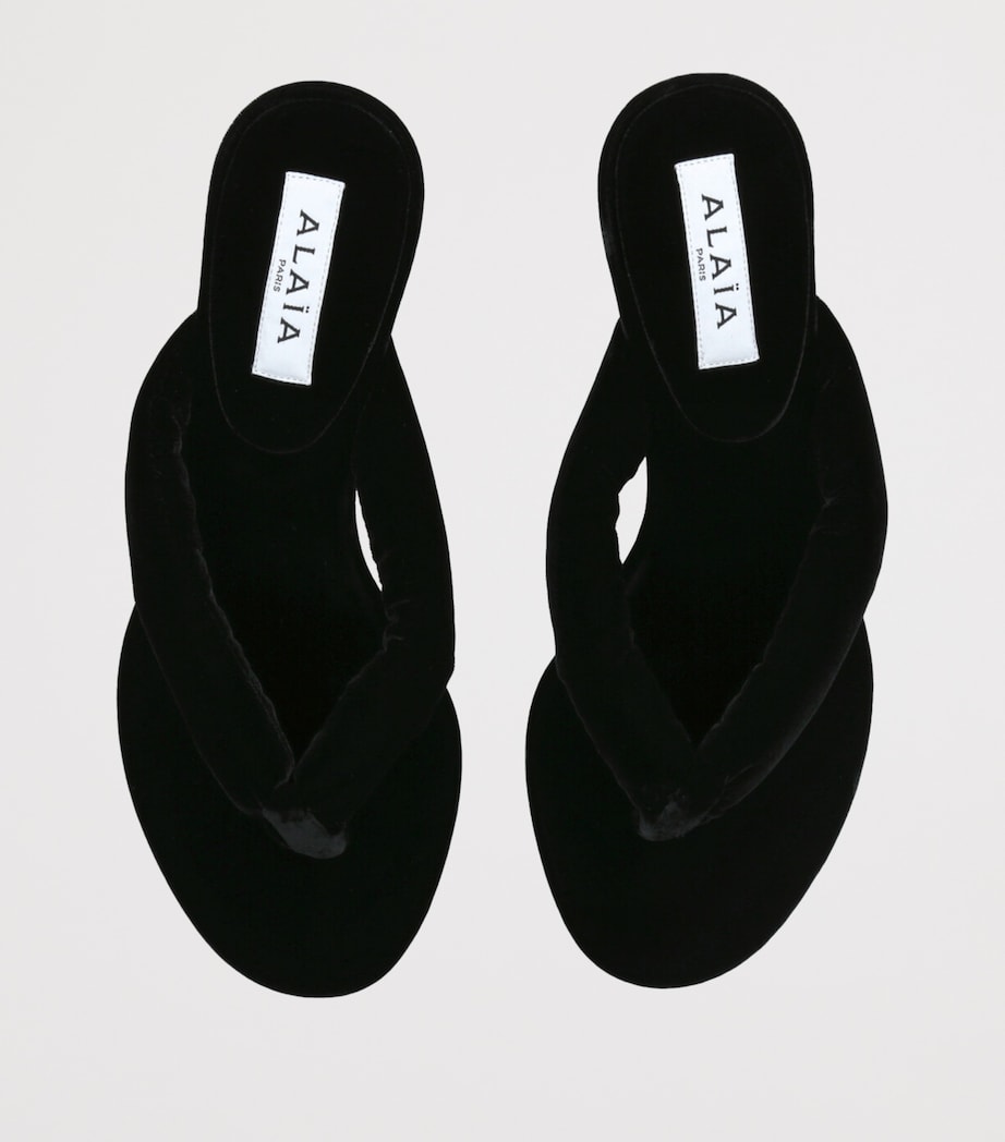 Velvet Thong Sandals 55 BLACK Image 4