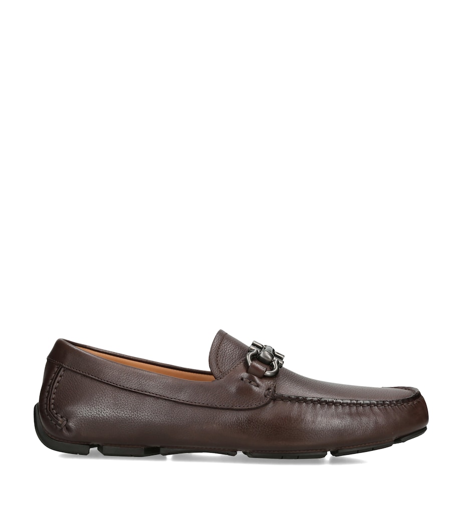Salvatore Ferragamo Leather Parigi Driving Shoes Dark Brown Image 1