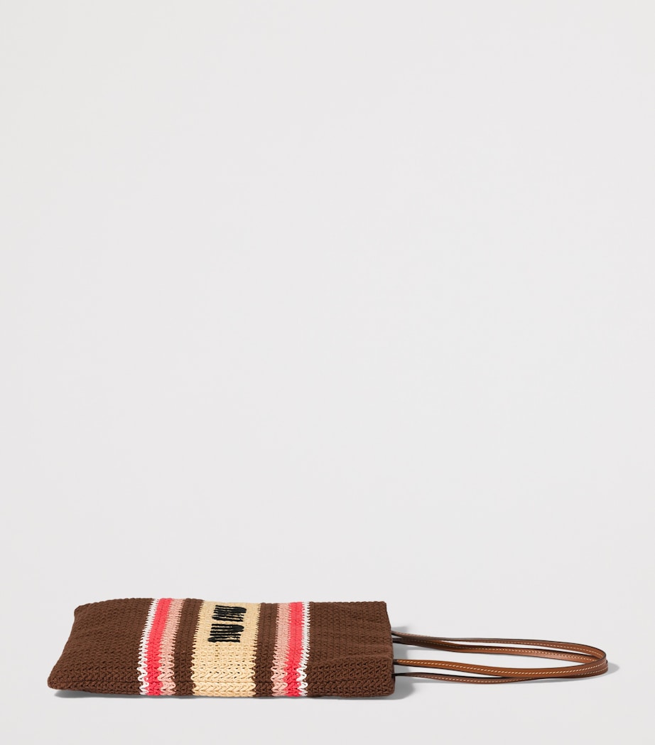 Miu Miu Woven Raffia-Effect Tote Bag Image 3