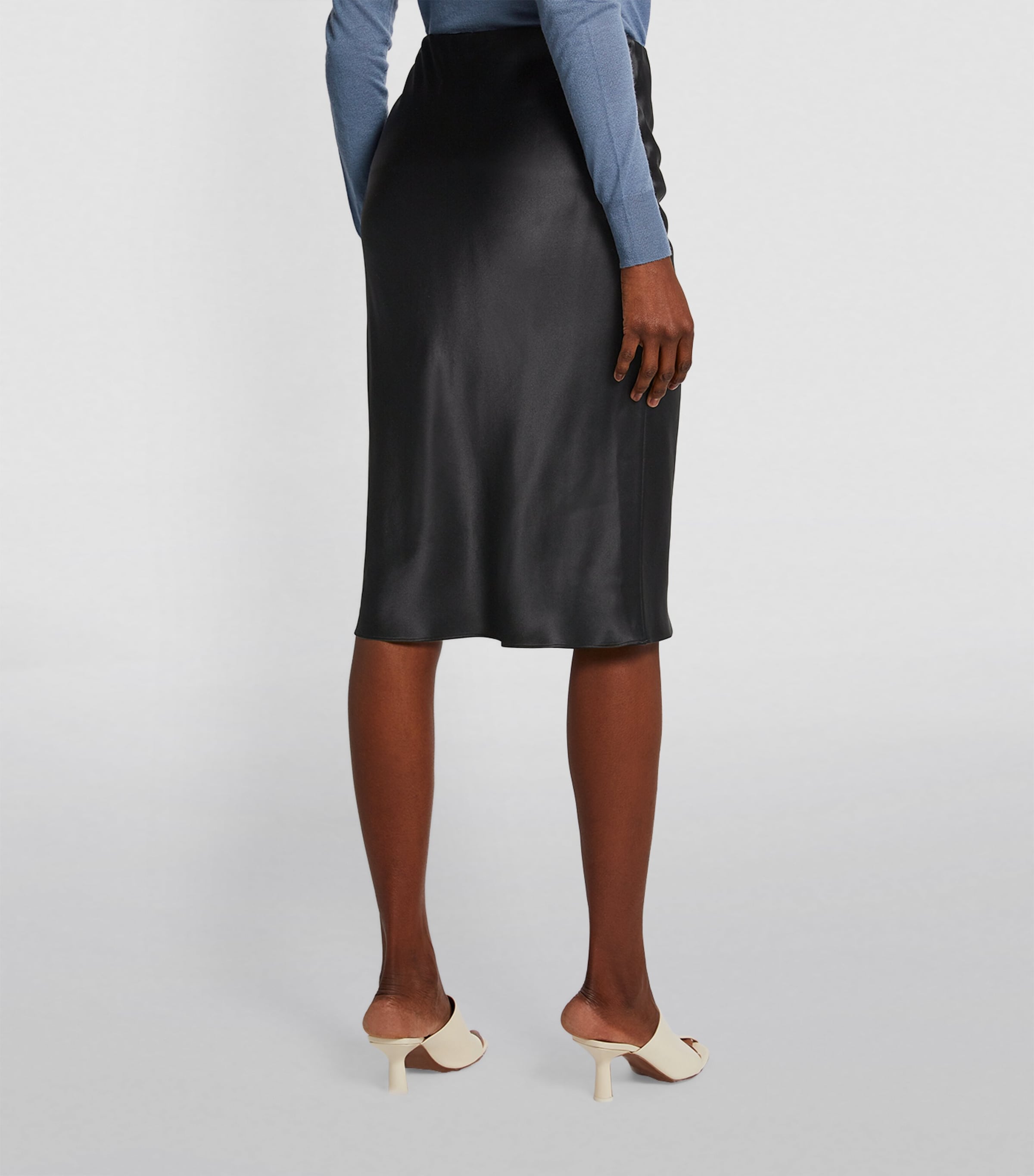 Silk Satin Isaak Midi Skirt BLACK Image 4