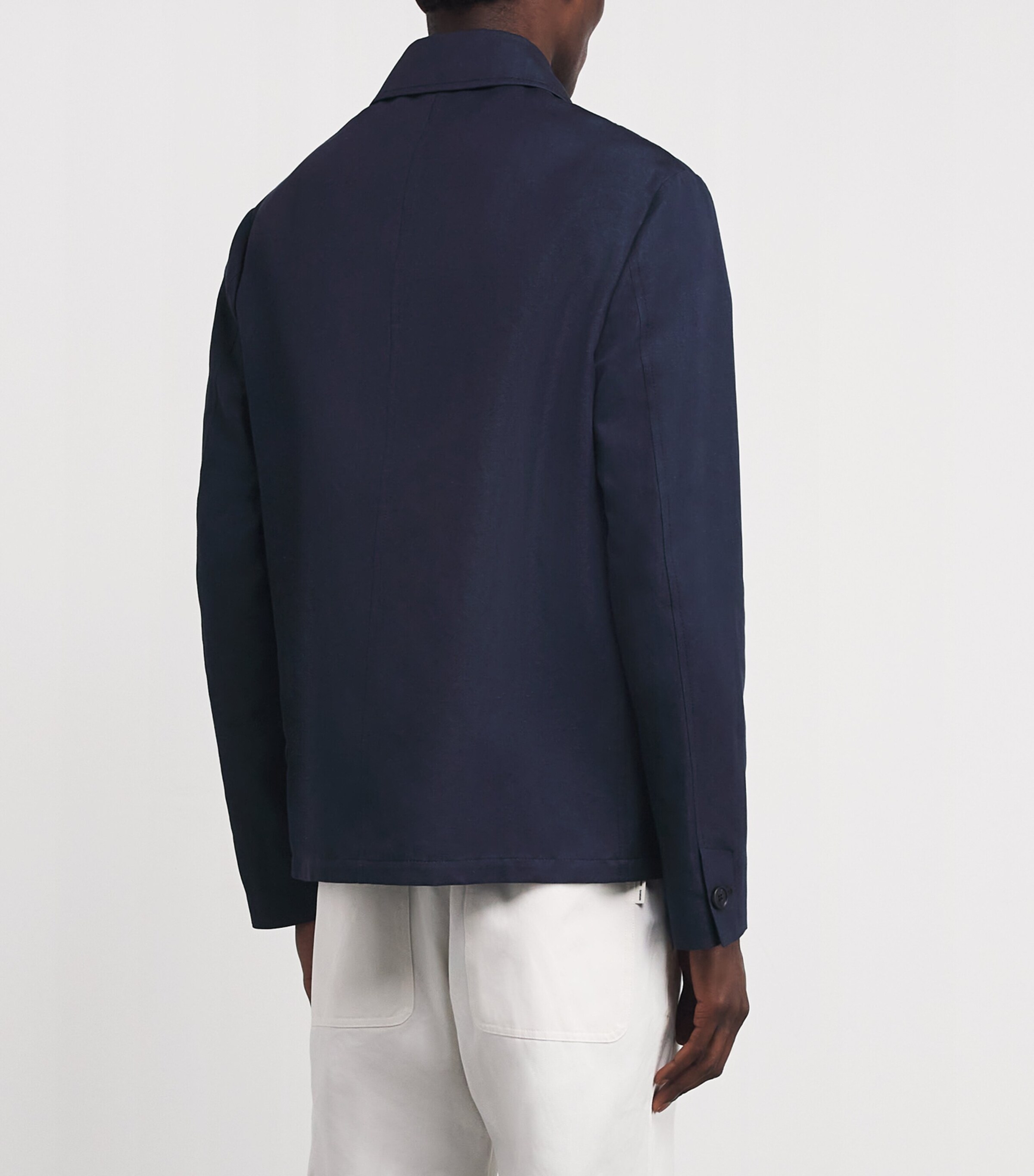 slowear Mens Linen-Cotton Overshirt Blue Scuro Image 4