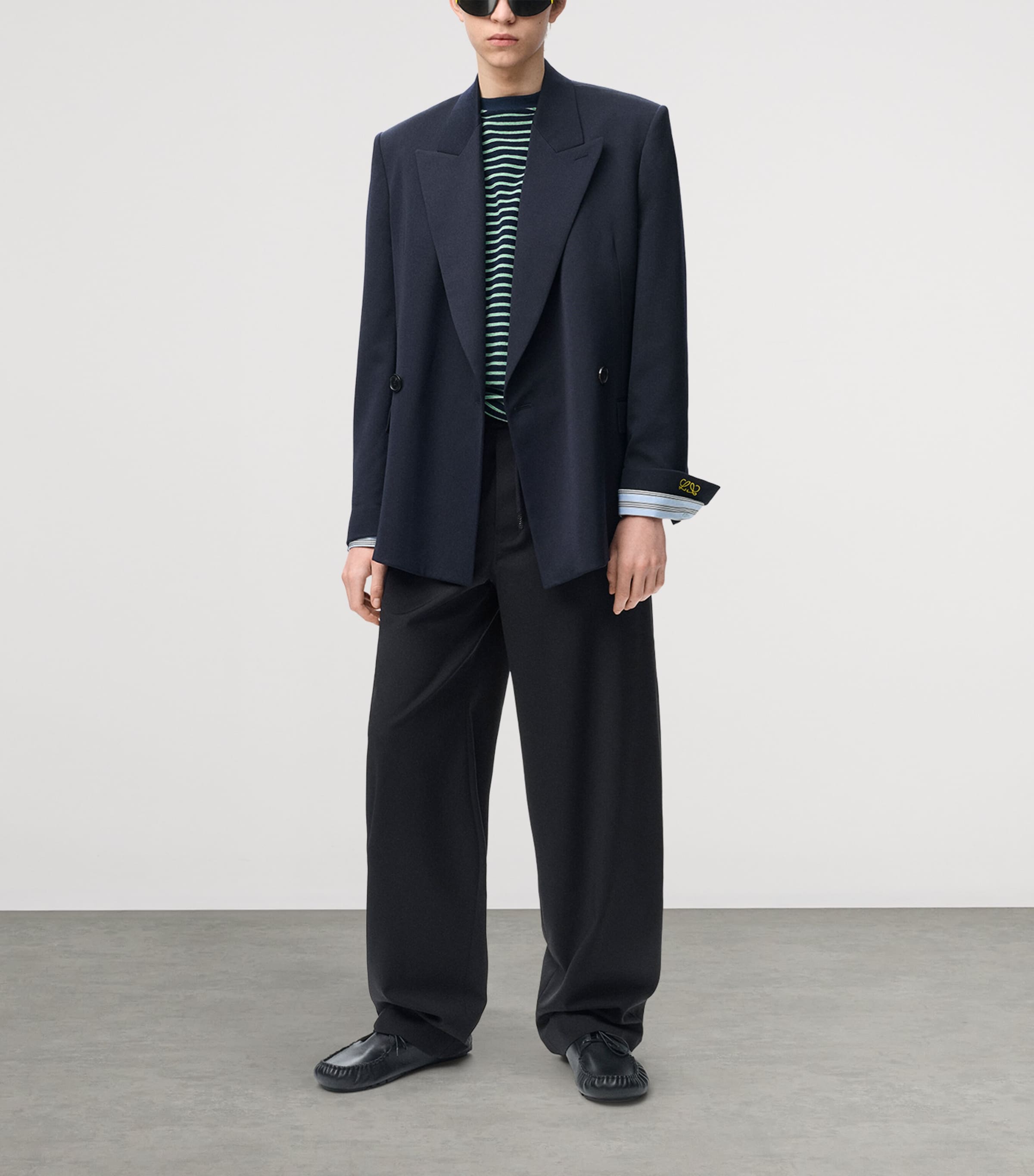 LOEWE Mens Wool-Blend Drawstring Trousers Black Image 2