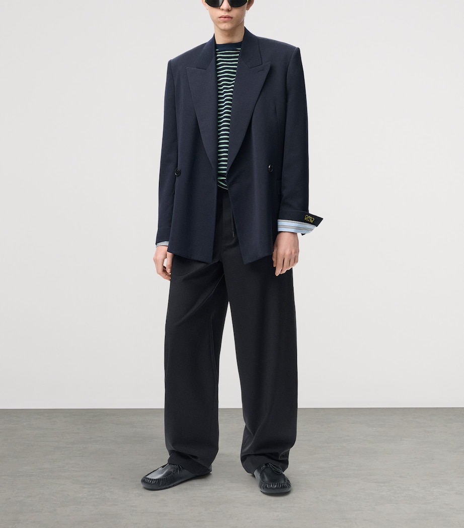 LOEWE Mens Wool-Blend Drawstring Trousers Black Image 2