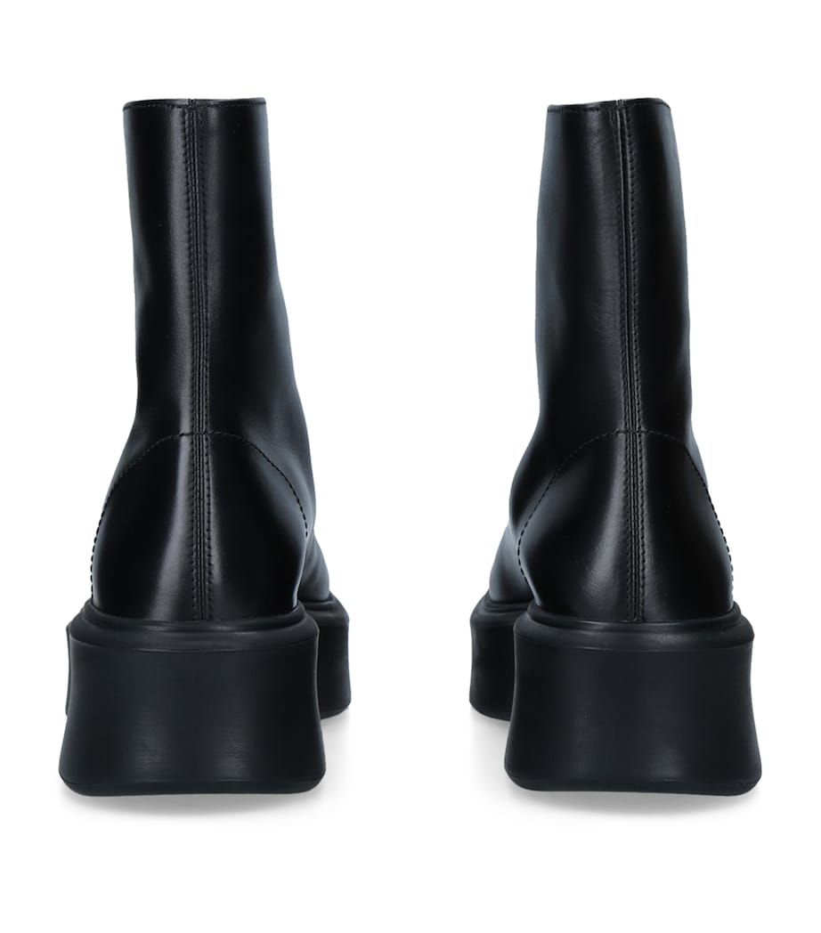 Zipped Leather Ankle Boots 50 BLACK Image 2