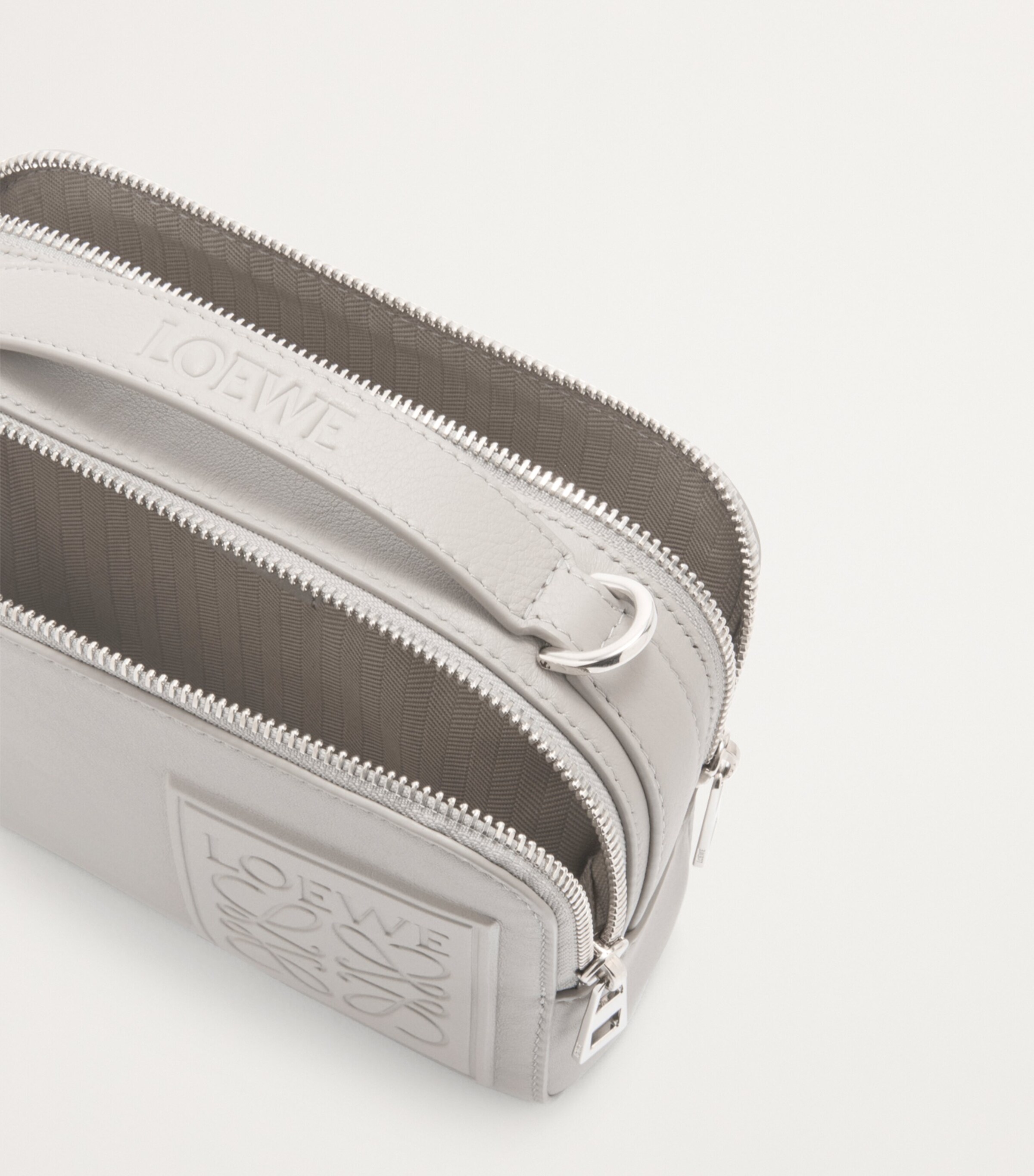 LOEWE Mini Leather Cross-Body Camera Bag Shell Grey Image 5