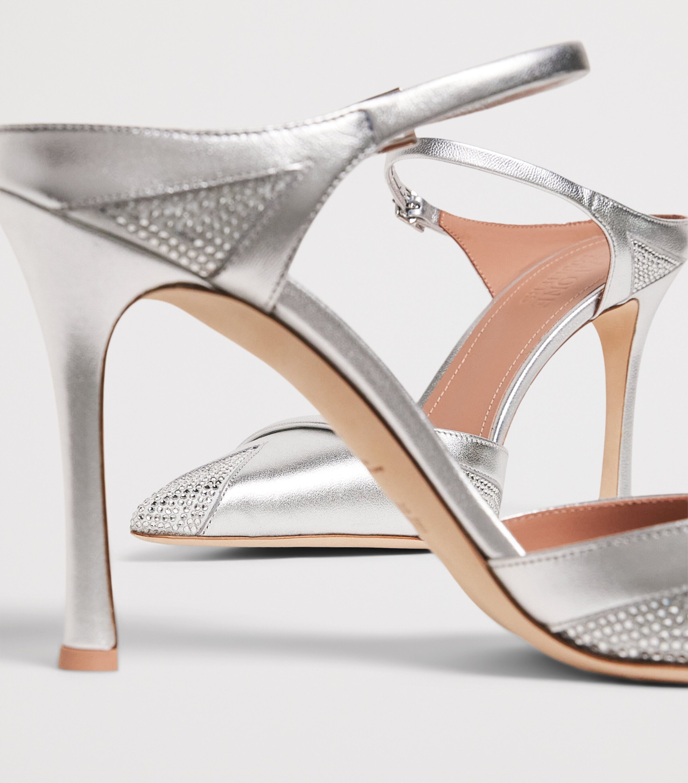 Malone Souliers Metallic Leather Embellished Uma Mules 90 Silver Image 7