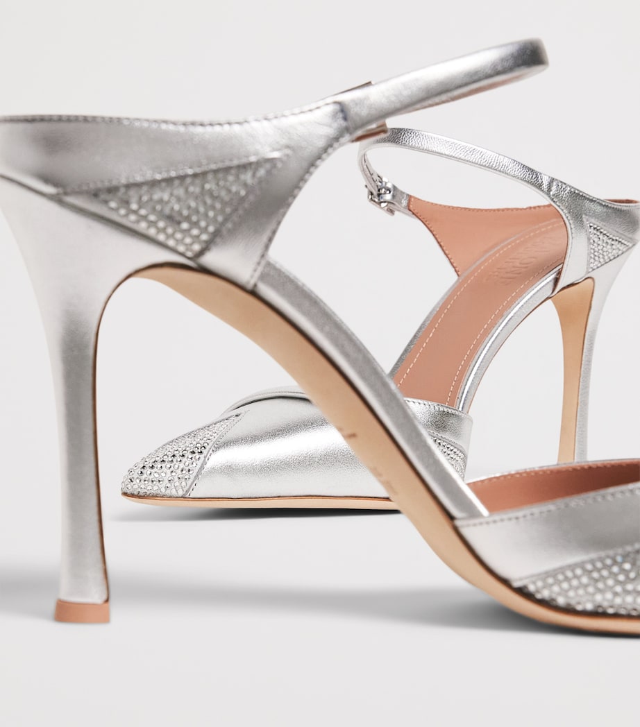 Malone Souliers Metallic Leather Embellished Uma Mules 90 Silver Image 7