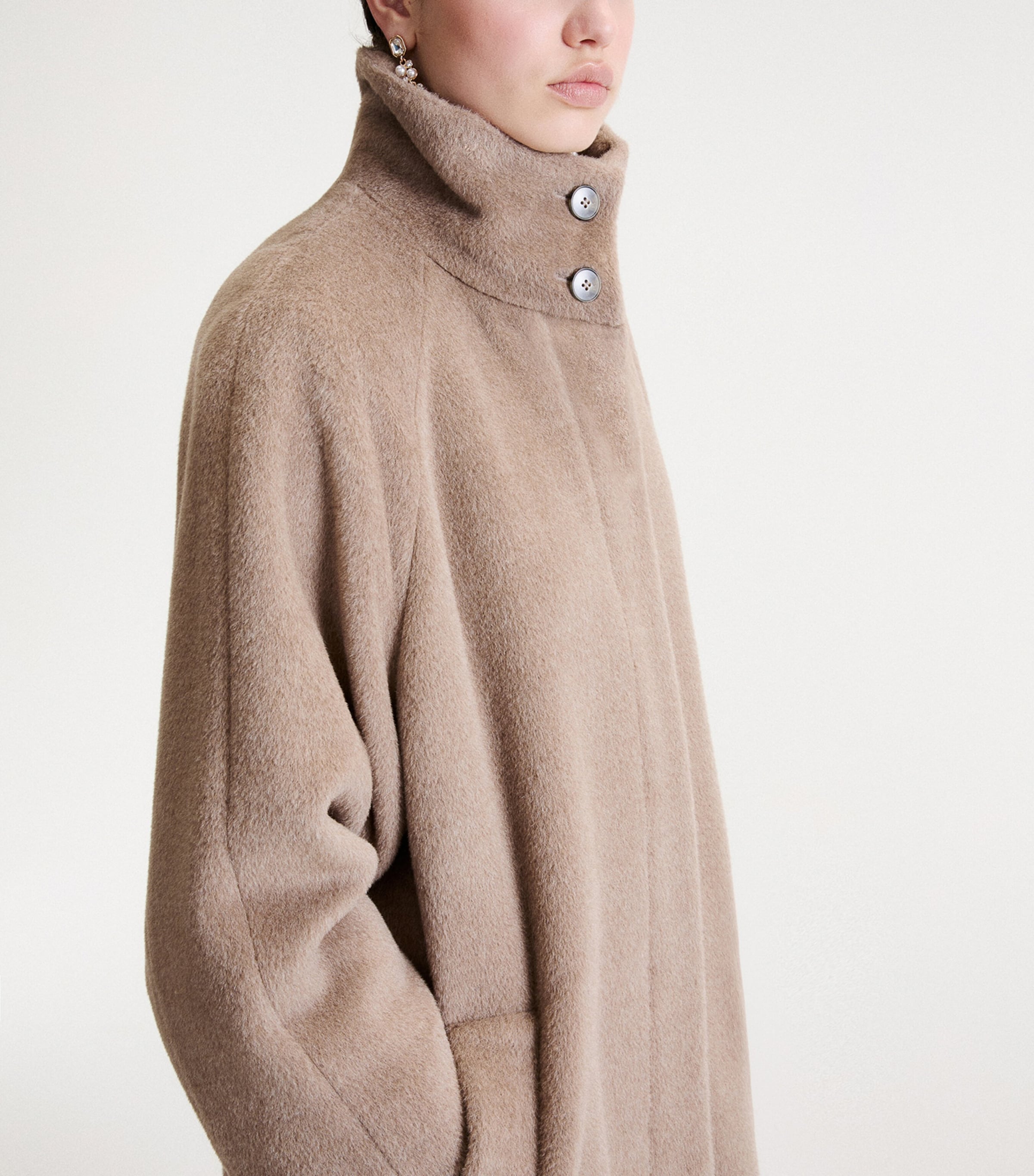 Marella Womens Alpaca-Virgin Wool Coat Turtledove Image 4