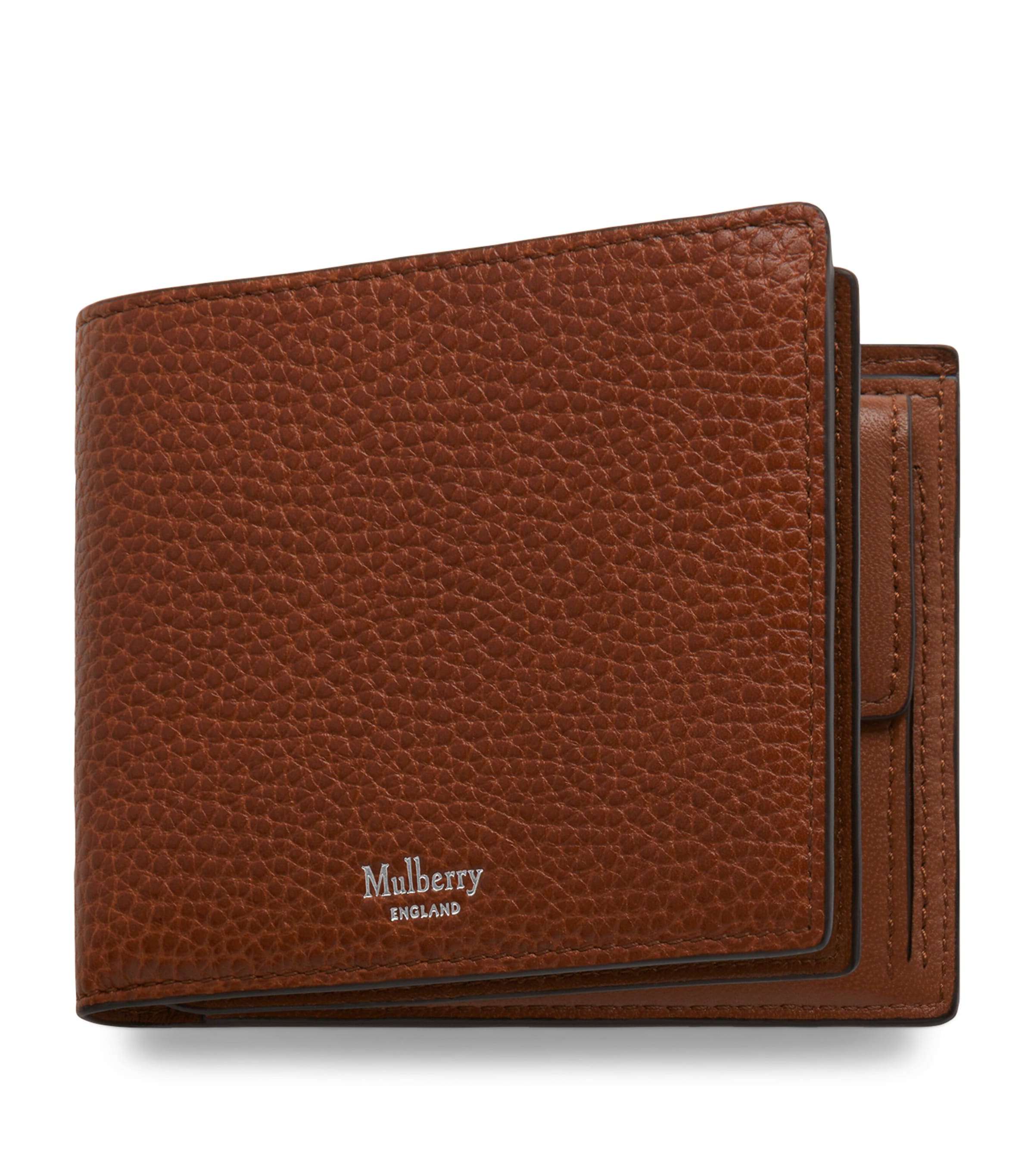 Mulberry Grained Leather Wallet In Gray