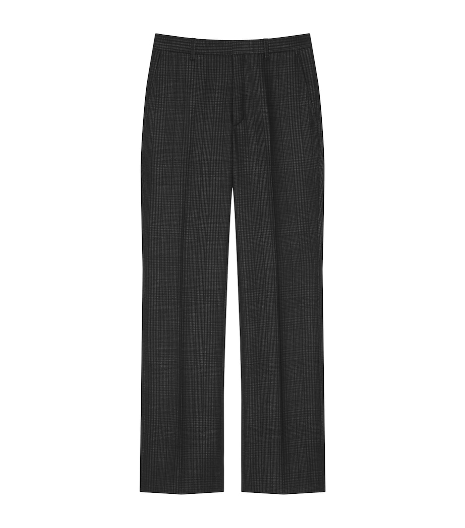 Wool-Blend Check Straight Trousers BLACK/GREY Image 1