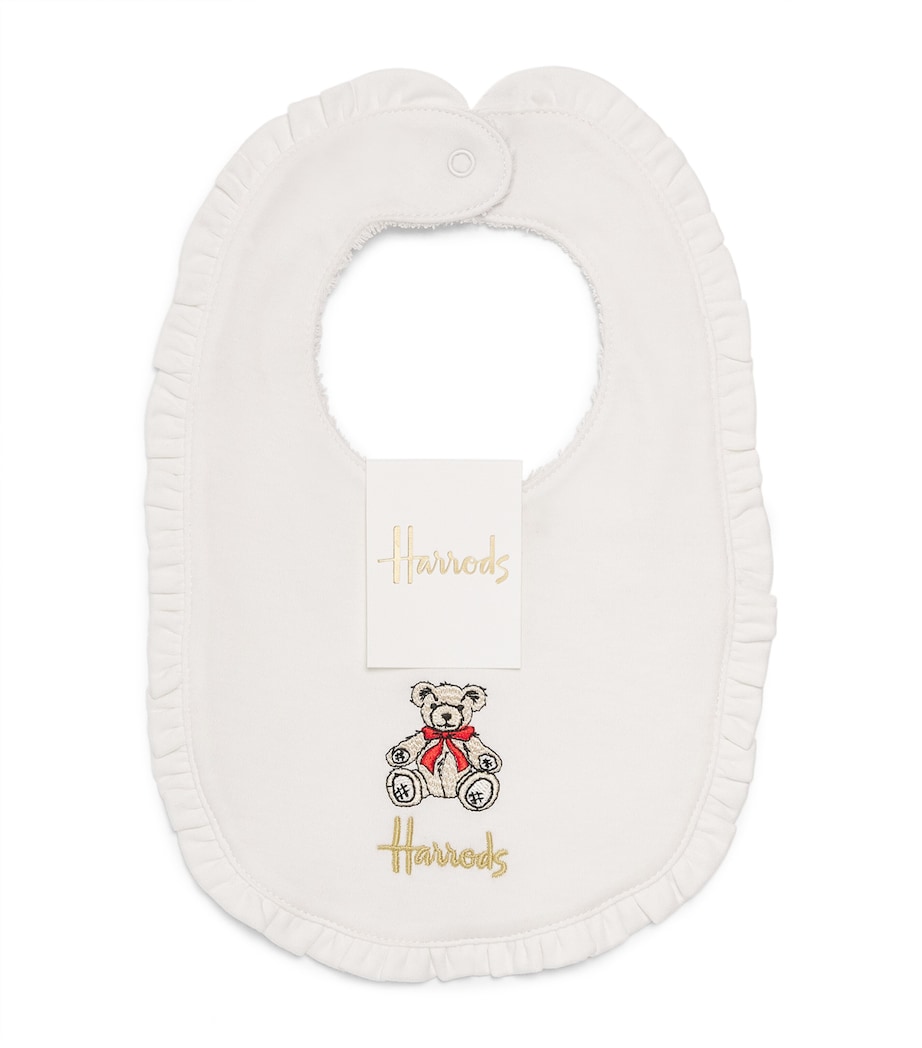 Ruffled Embroidered Henry Bear Bib IVORY Image 1