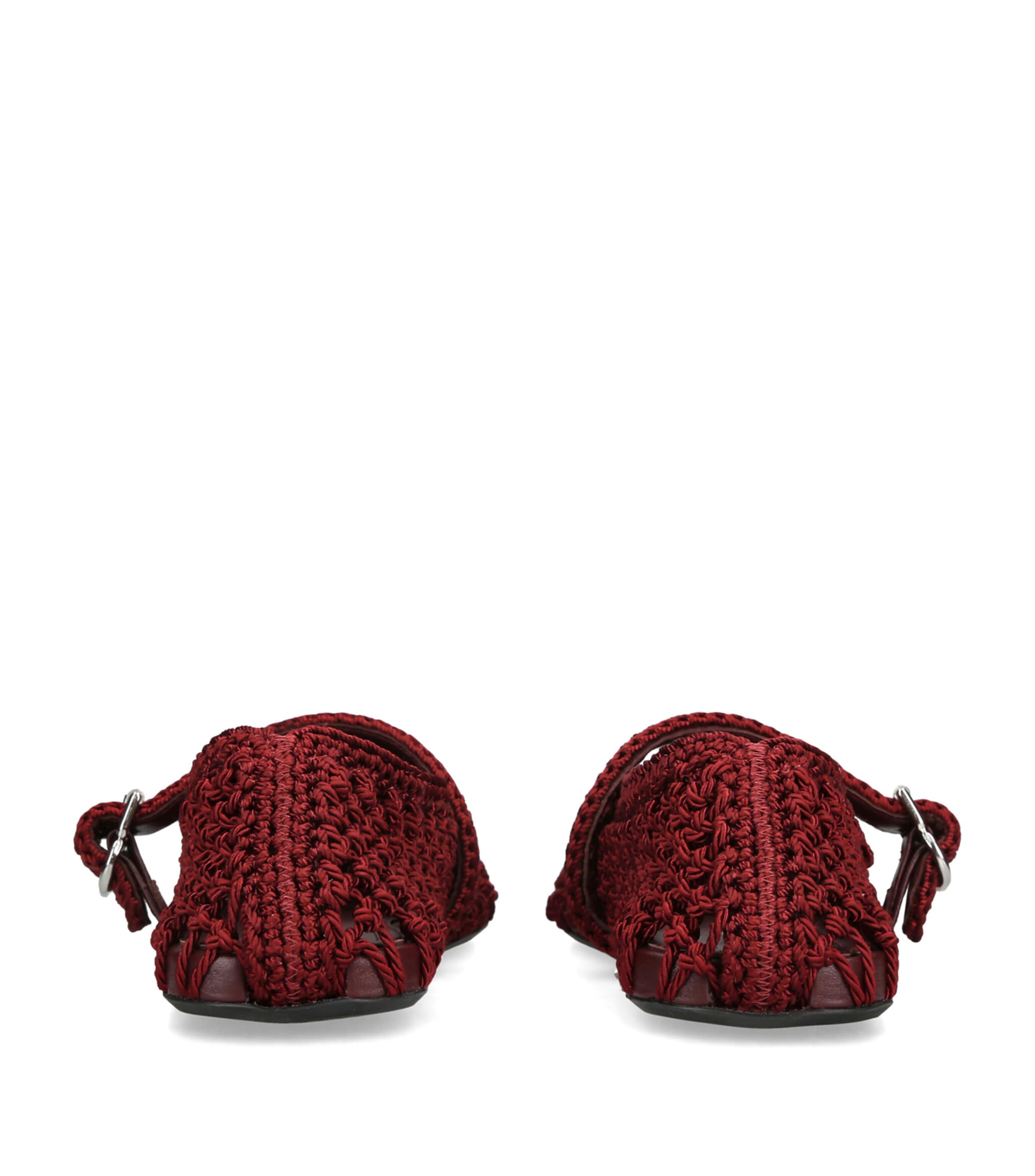 Alaïa Satin Crochet Ballet Flats Wine Image 2