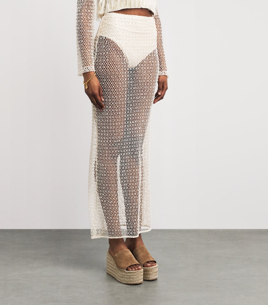 PatBO Womens Crochet Bloom Maxi Skirt Beige Image 4