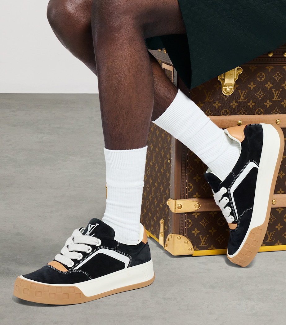 Suede Tilted Low-Top Sneakers BLACK Image 2