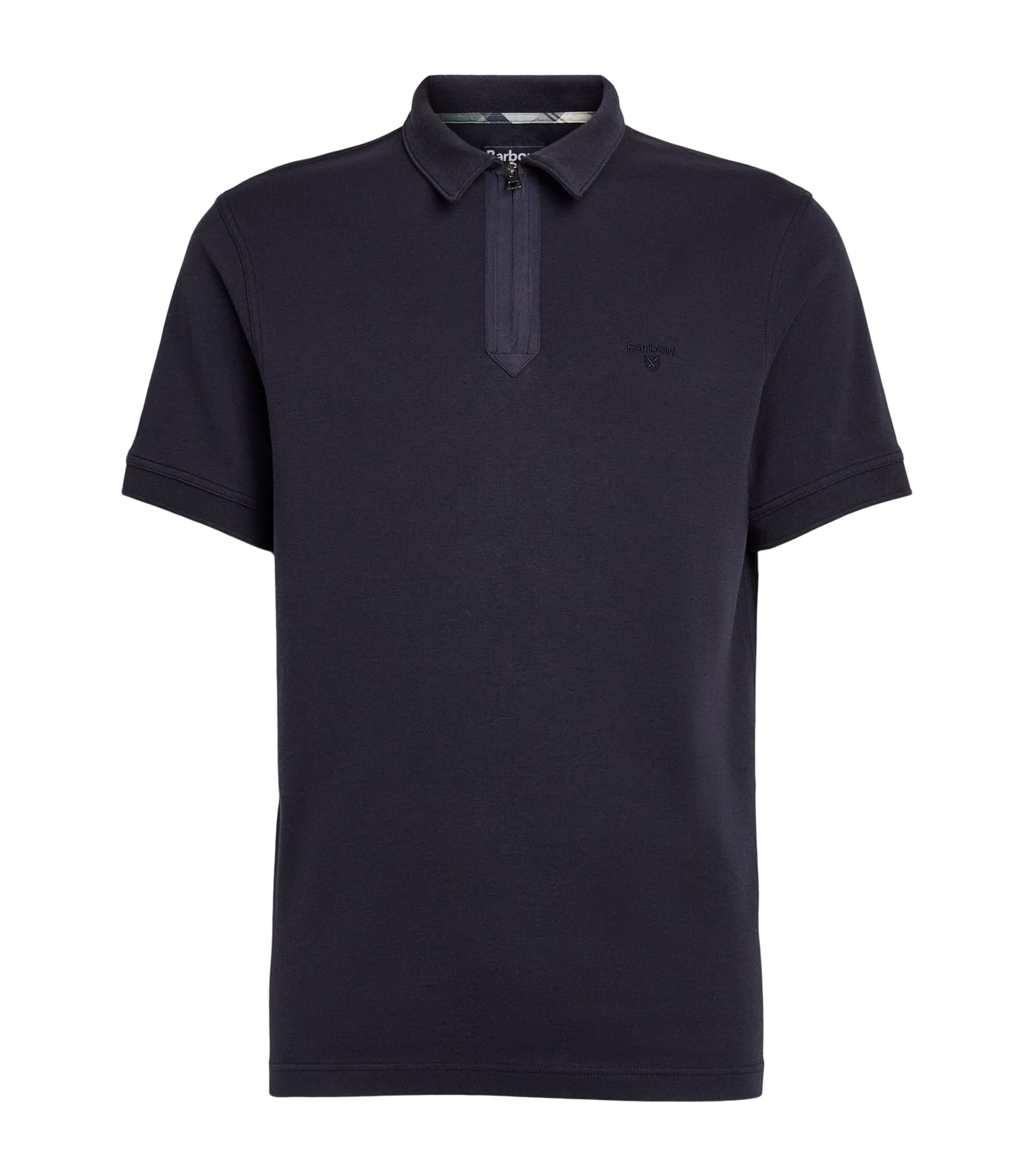 Barbour Mens Zip-Up Crackehall Polo Shirt Dark Navy Image 1