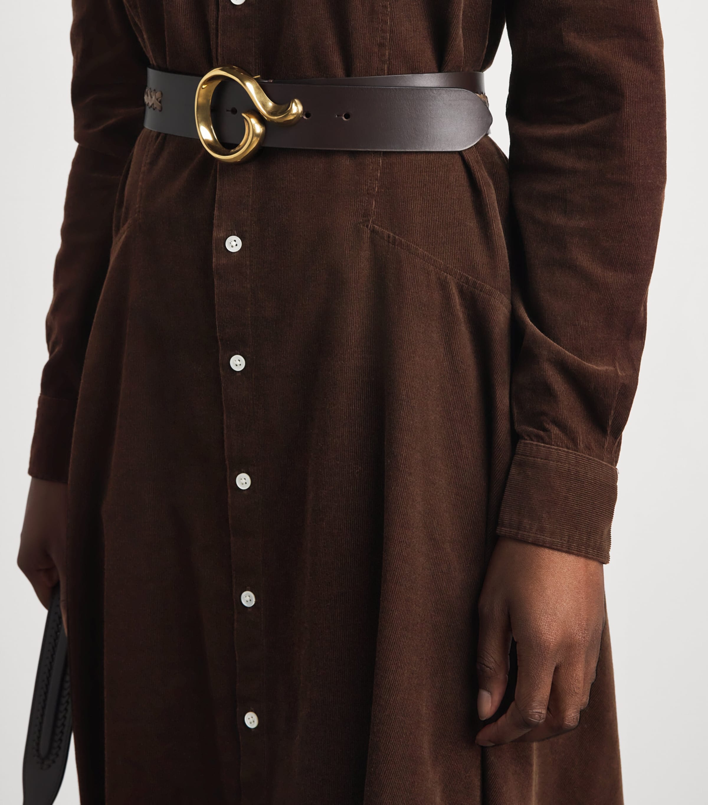 Polo Ralph Lauren Womens Cotton Corduroy Midi Shirt Dress Brown Image 5