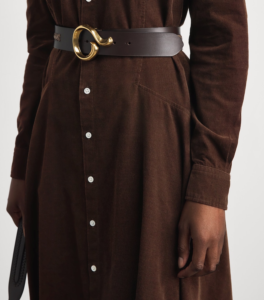 Polo Ralph Lauren Womens Cotton Corduroy Midi Shirt Dress Brown Image 5